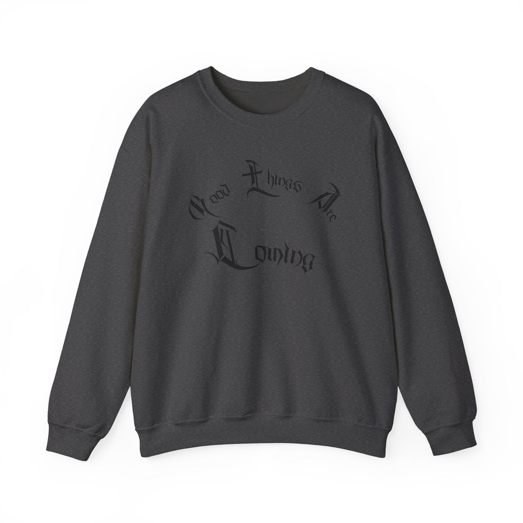 Ellioaey Good Things Are Coming Black Text Crewneck