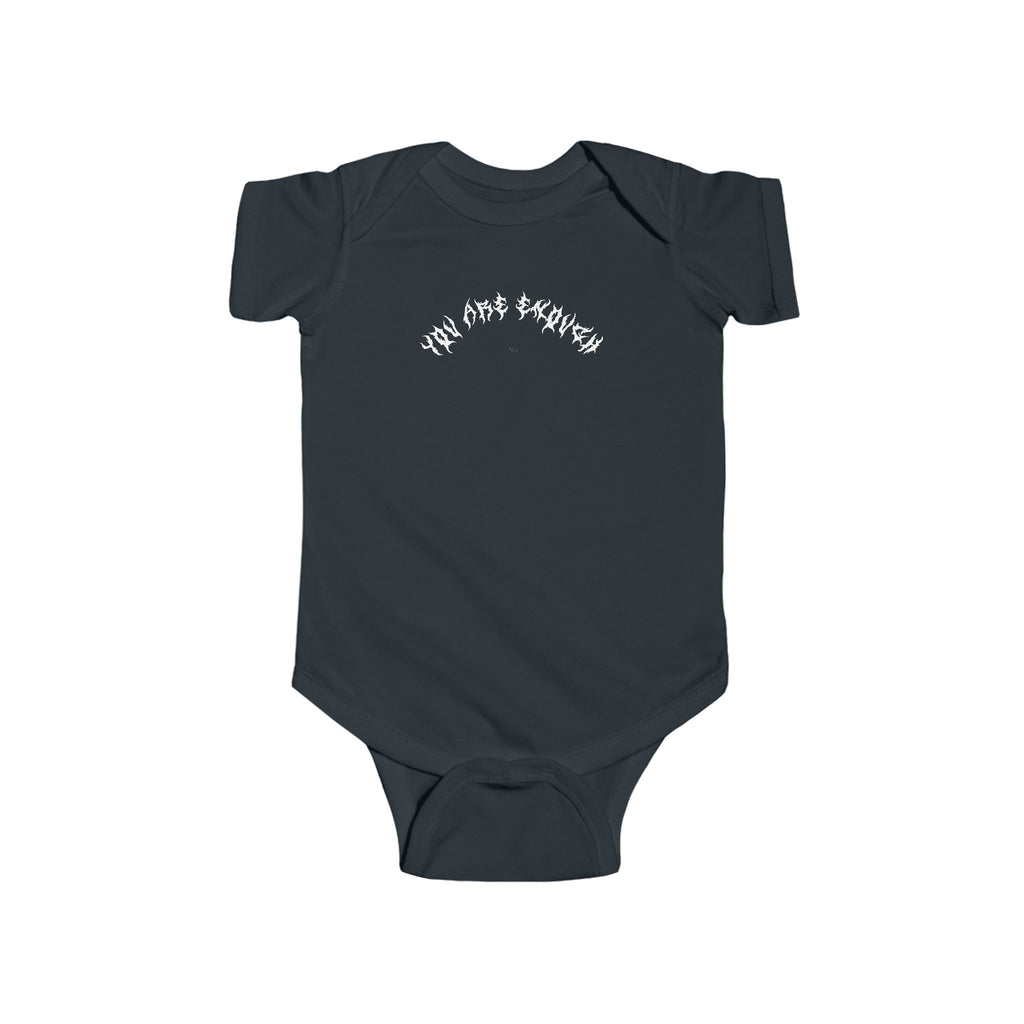 Lundr You Are Enough White Text Baby Onesie