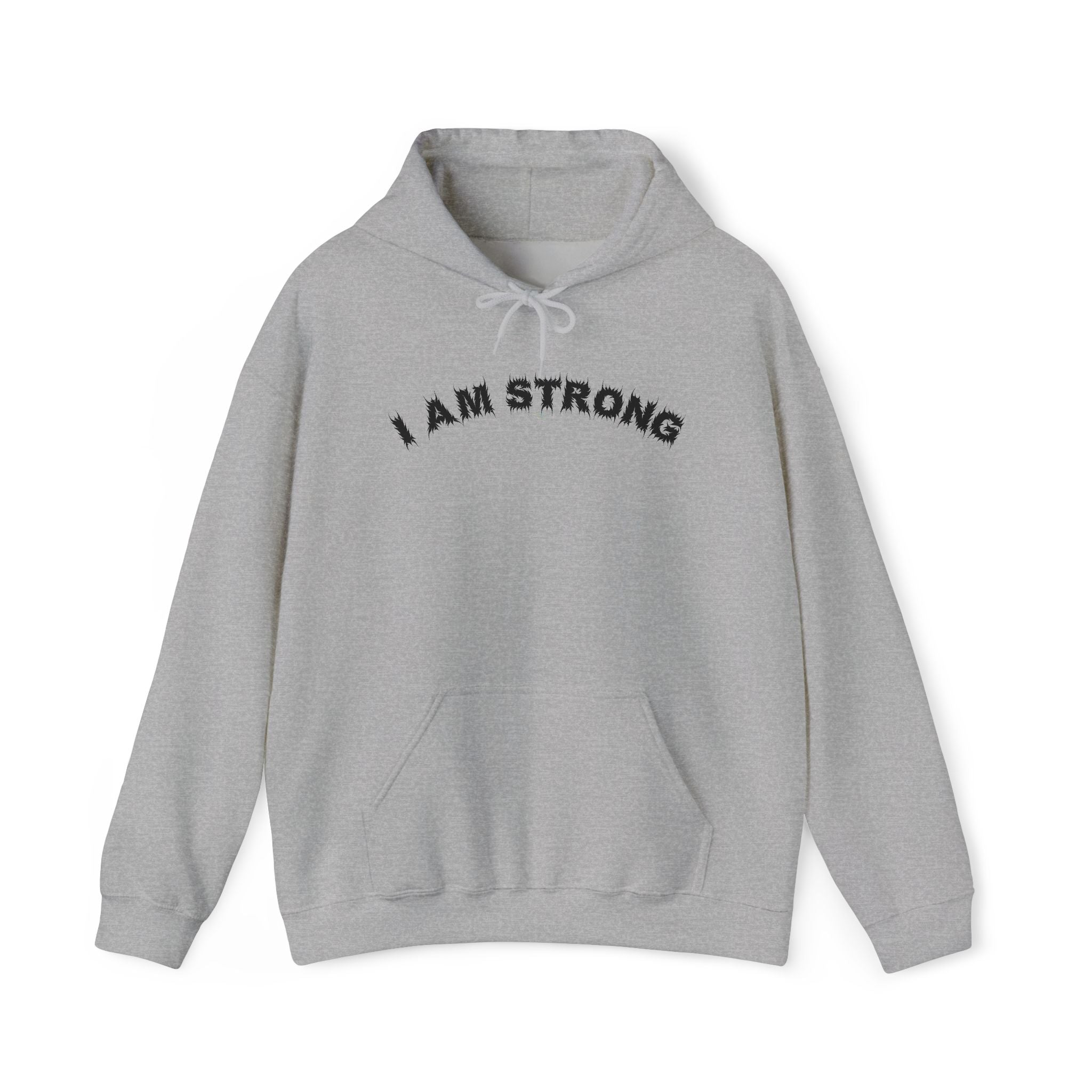 Bildsa I Am Strong Black Text Hoodie