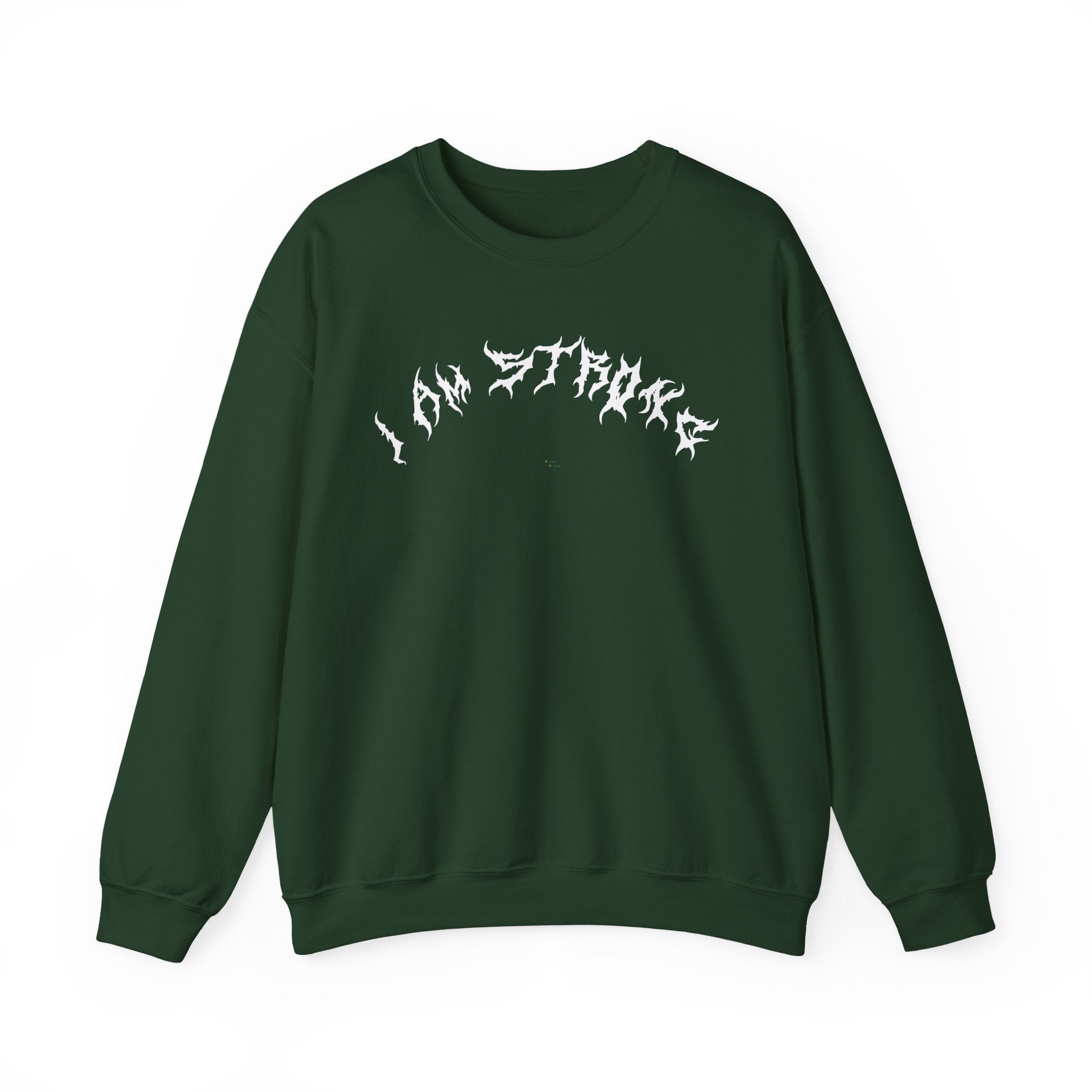 Lundr I Am Strong White Text Crewneck