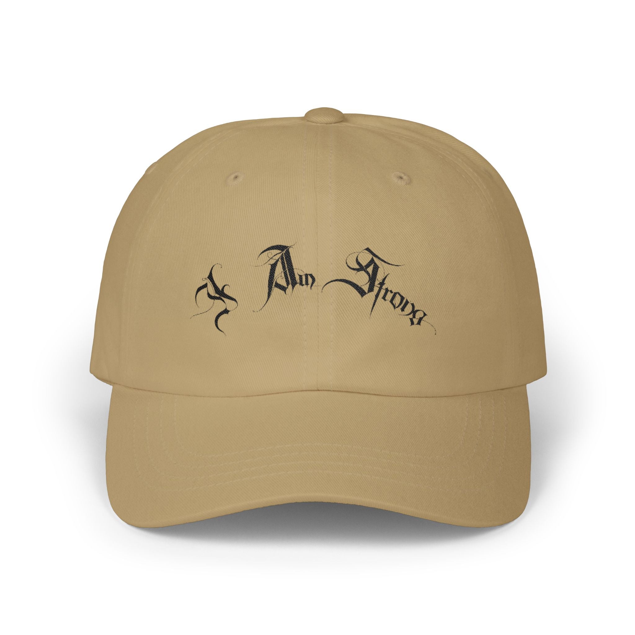 Ellioaey I Am Strong Black Text Dad Hat