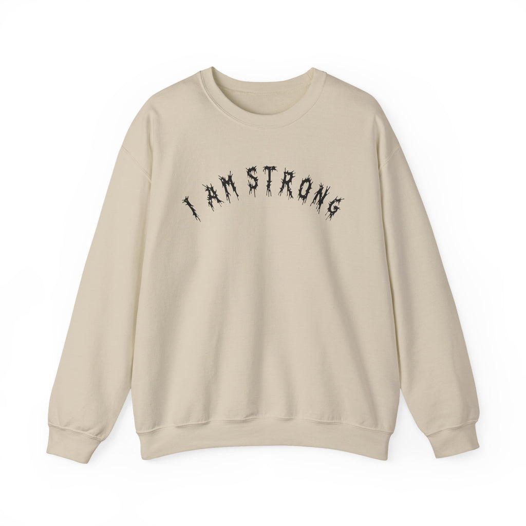 Hvita I Am Strong Black Text Crewneck