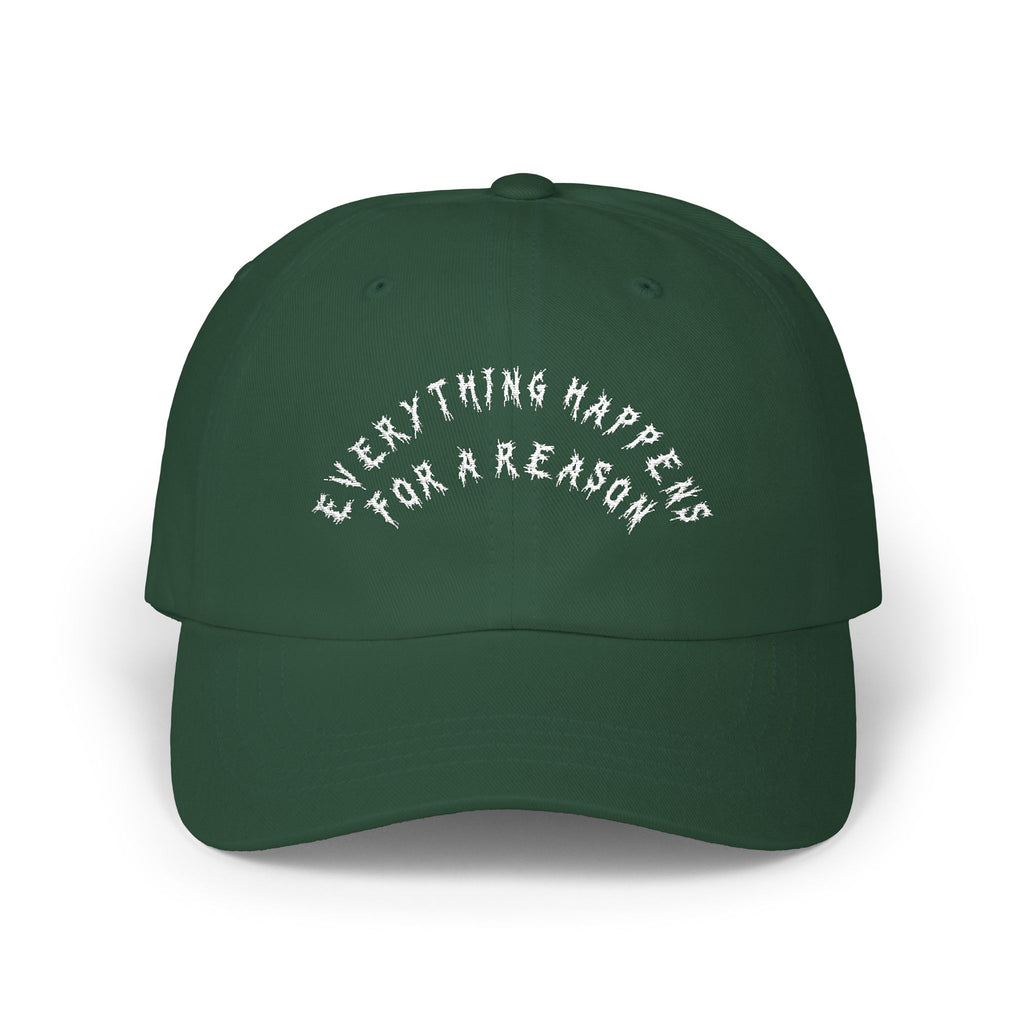 Hvita Everything Happens White Text Dad Hat