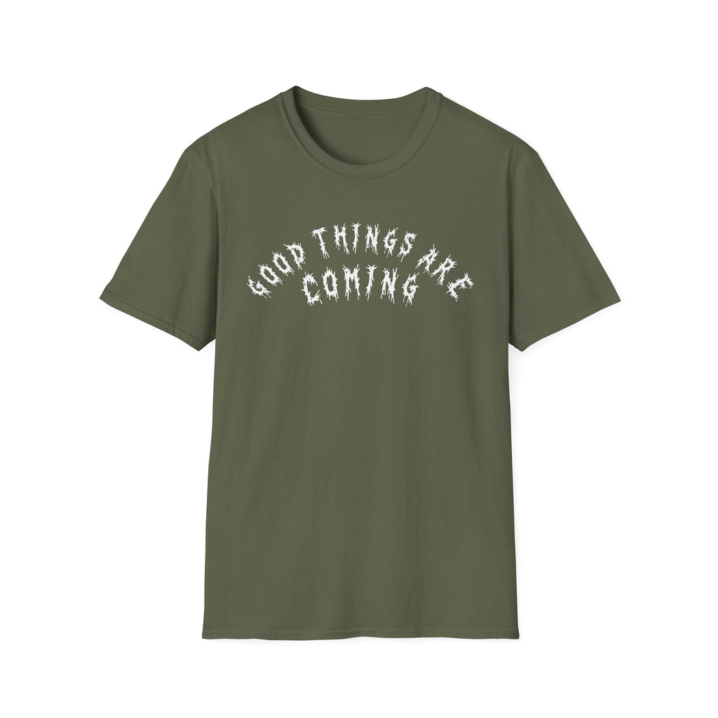 Hvita Good Things Are Coming White Text Tee