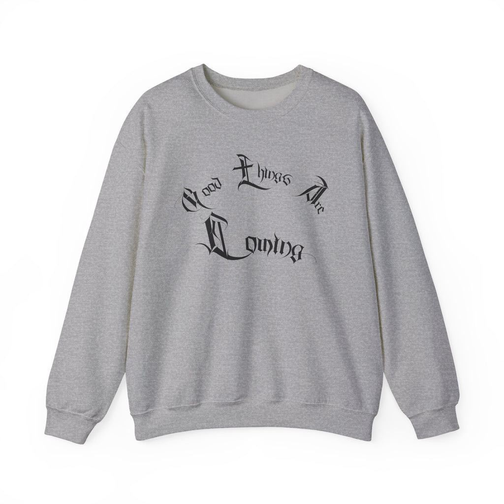 Ellioaey Good Things Are Coming Black Text Crewneck