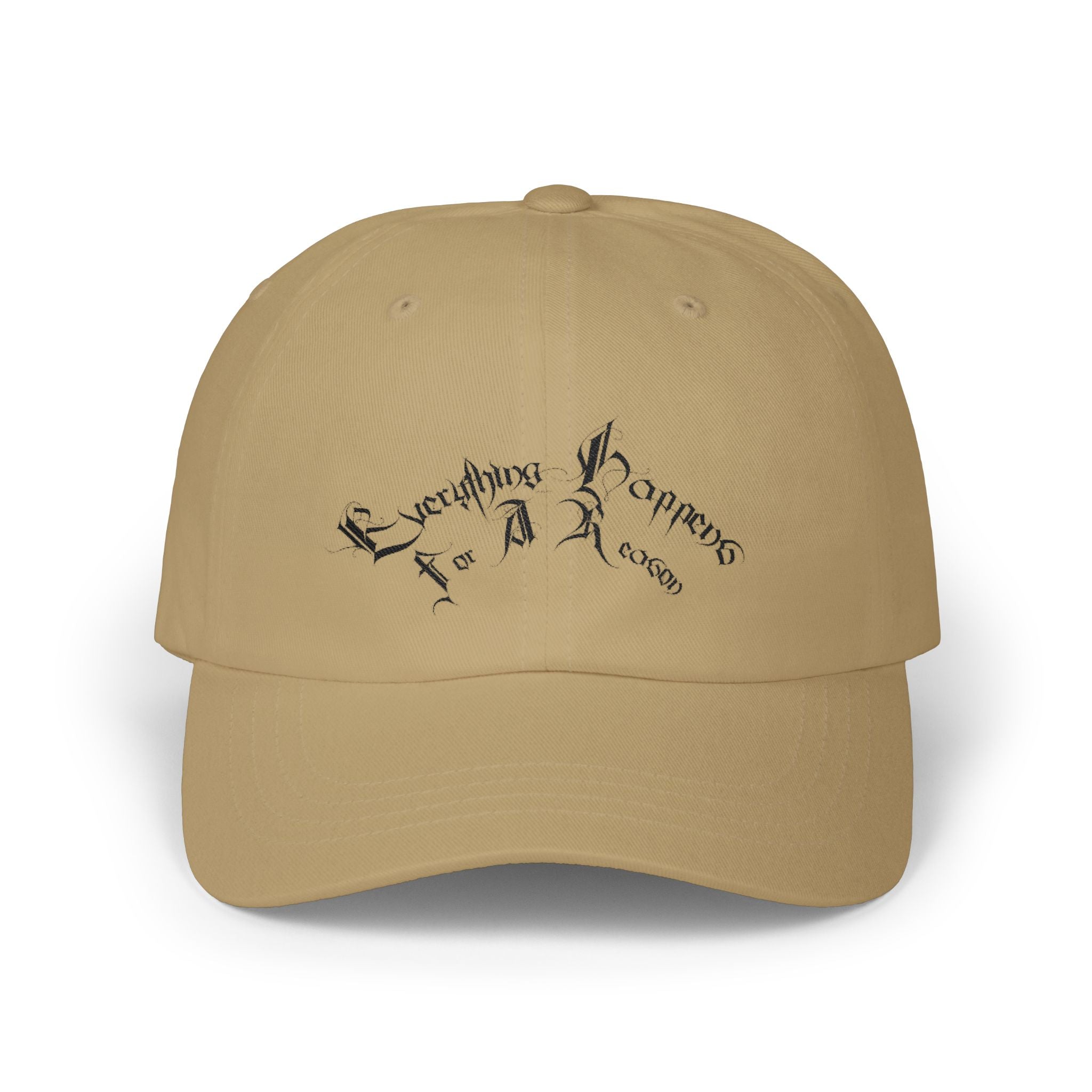 Ellioaey Everything Happens Black Text Dad Hat