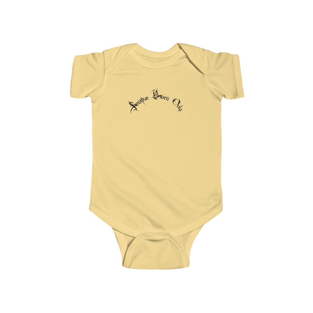 Ellioaey Positive Vibes Black Text Baby Onesie