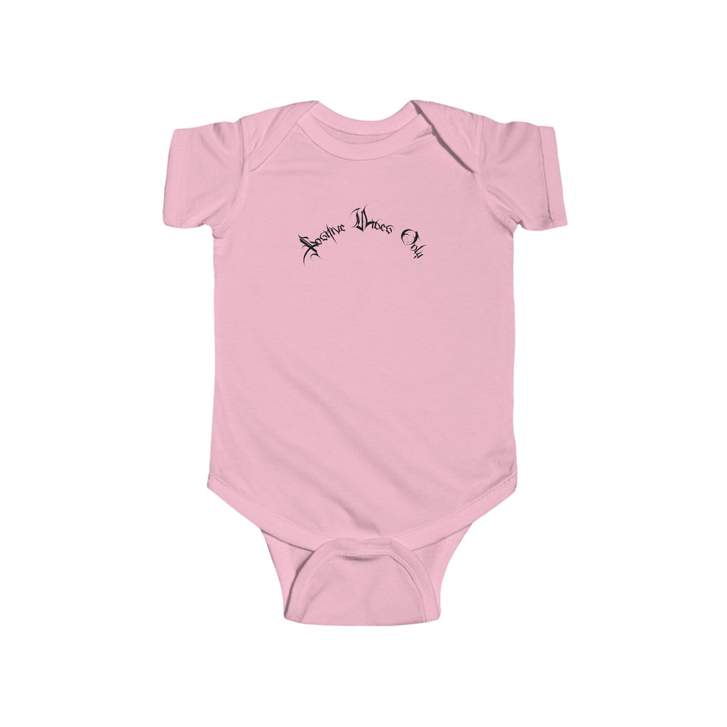 Ellioaey Positive Vibes Black Text Baby Onesie