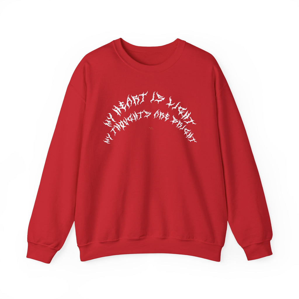 Lundr My Heart Is Light White Text Crewneck