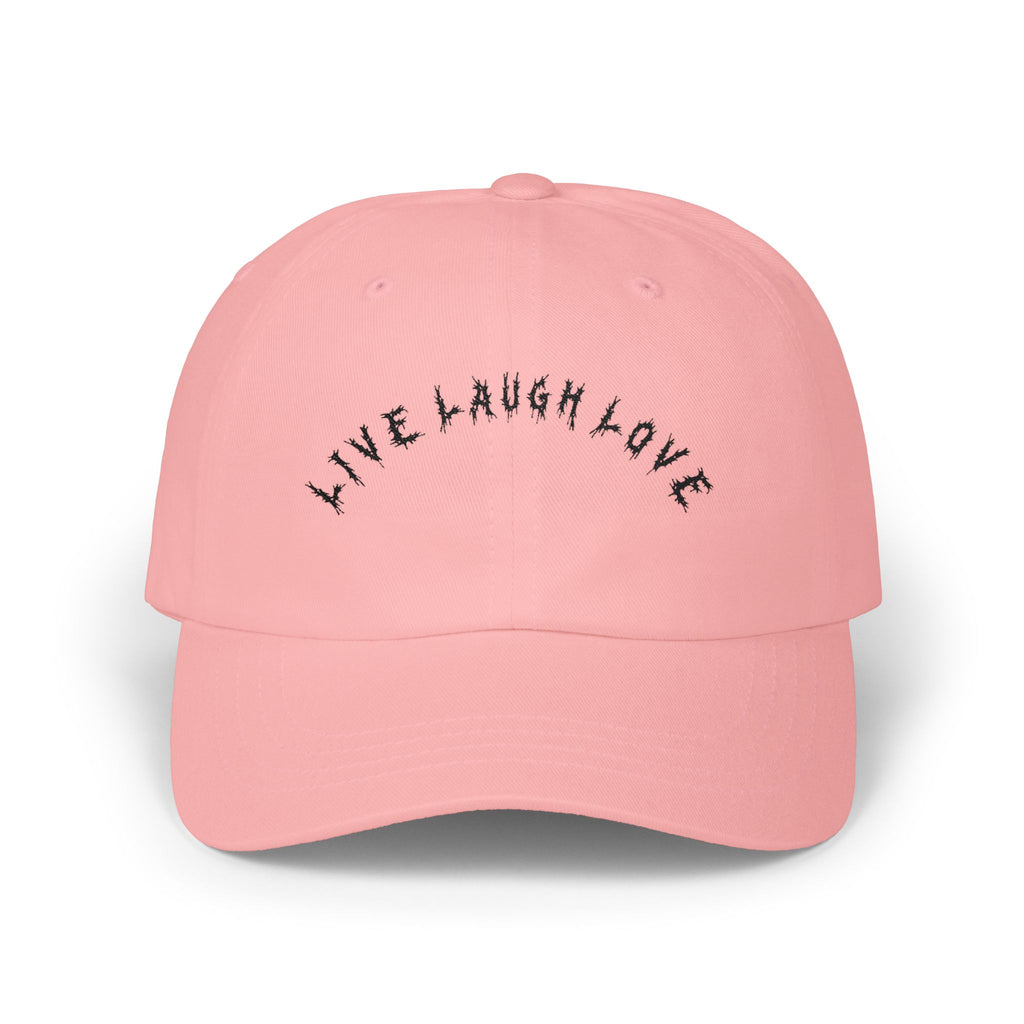 Hvita Live Laugh Love Black Text Dad Hat