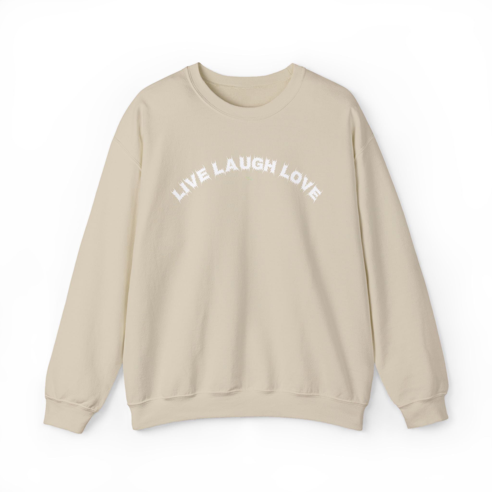 Bildsa Live Laugh Love White Text Crewneck