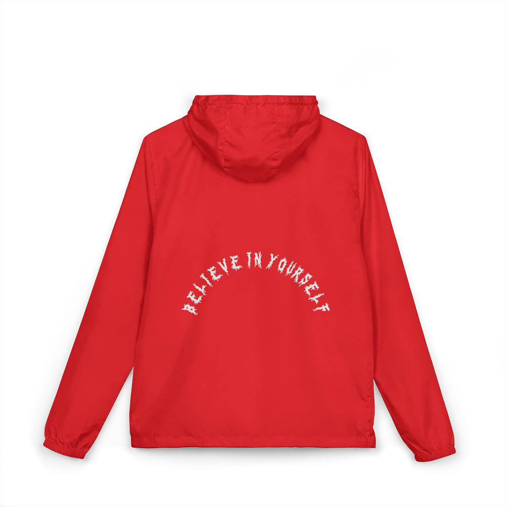 Hvita Believe In Yourself White Text Windbreaker