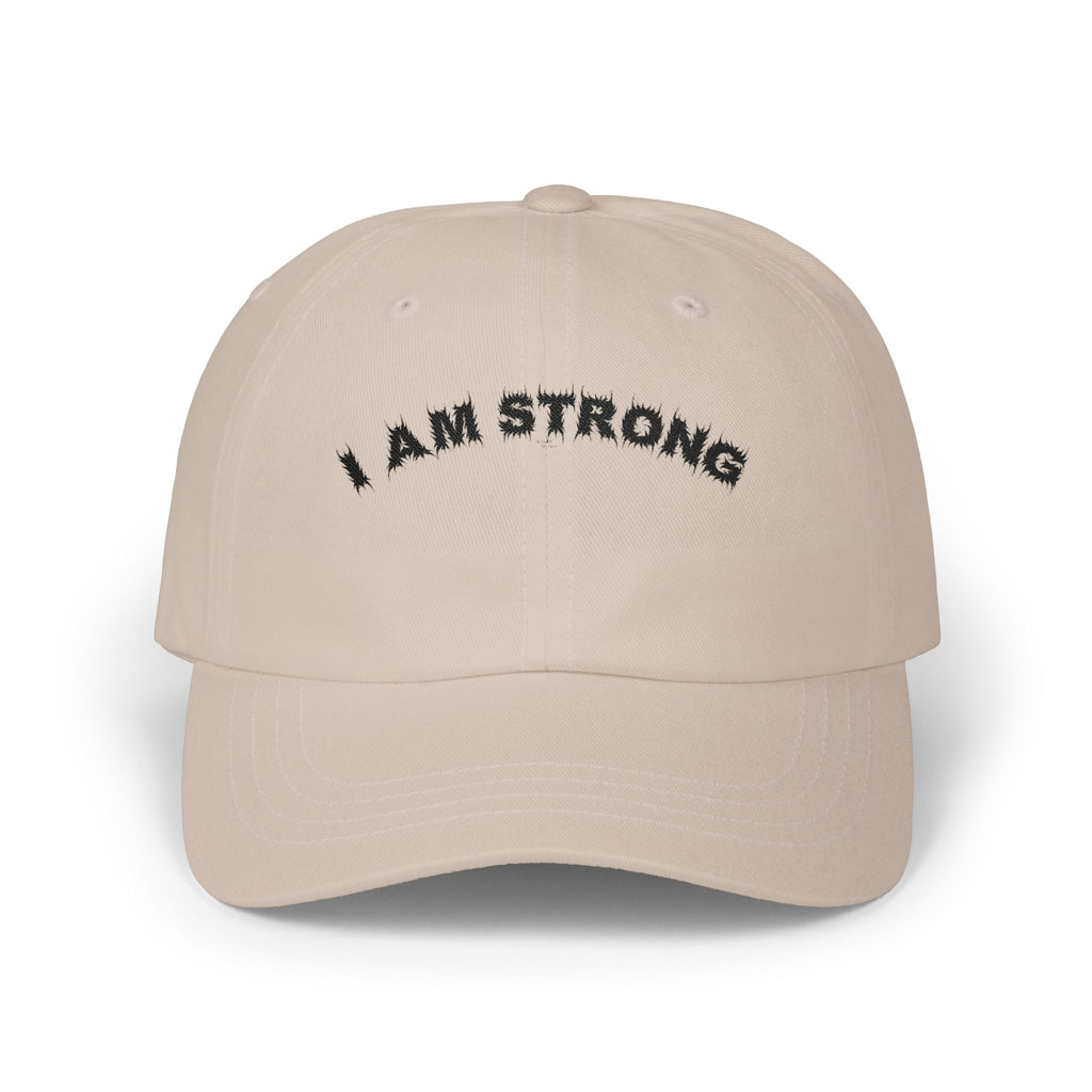 Bildsa I Am Strong Black Text Dad Hat