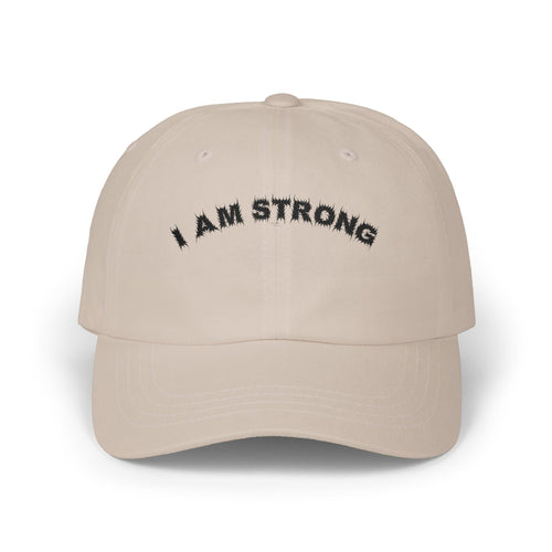 Bildsa I Am Strong Black Text Dad Hat