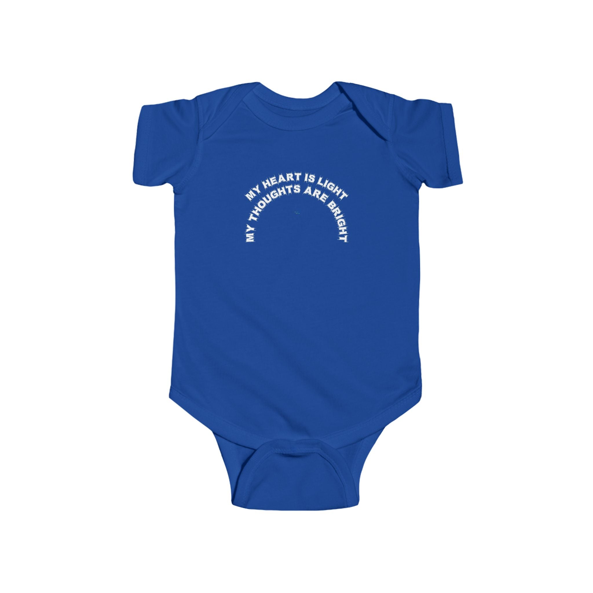 Bildsa My Heart Is Light White Text Baby Onesie