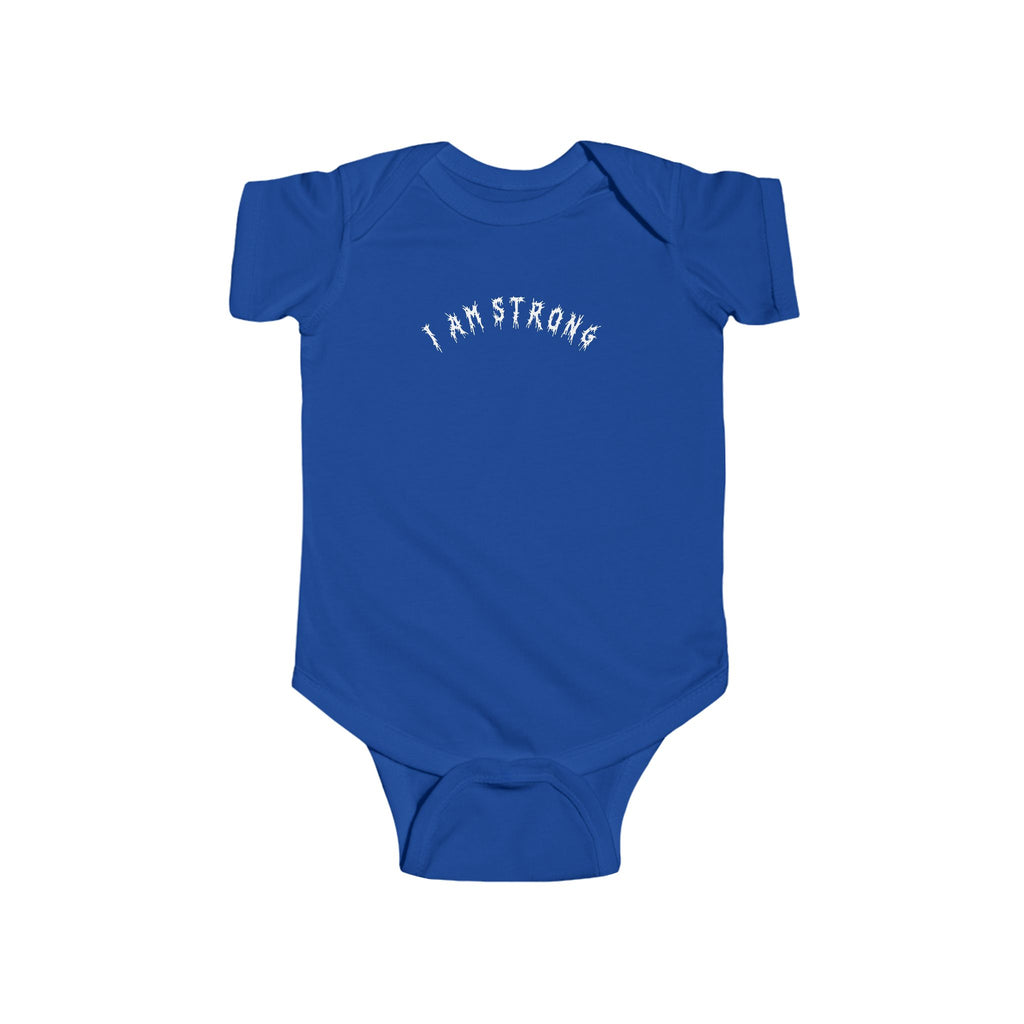 Hvita I Am Strong White Text Baby Onesie