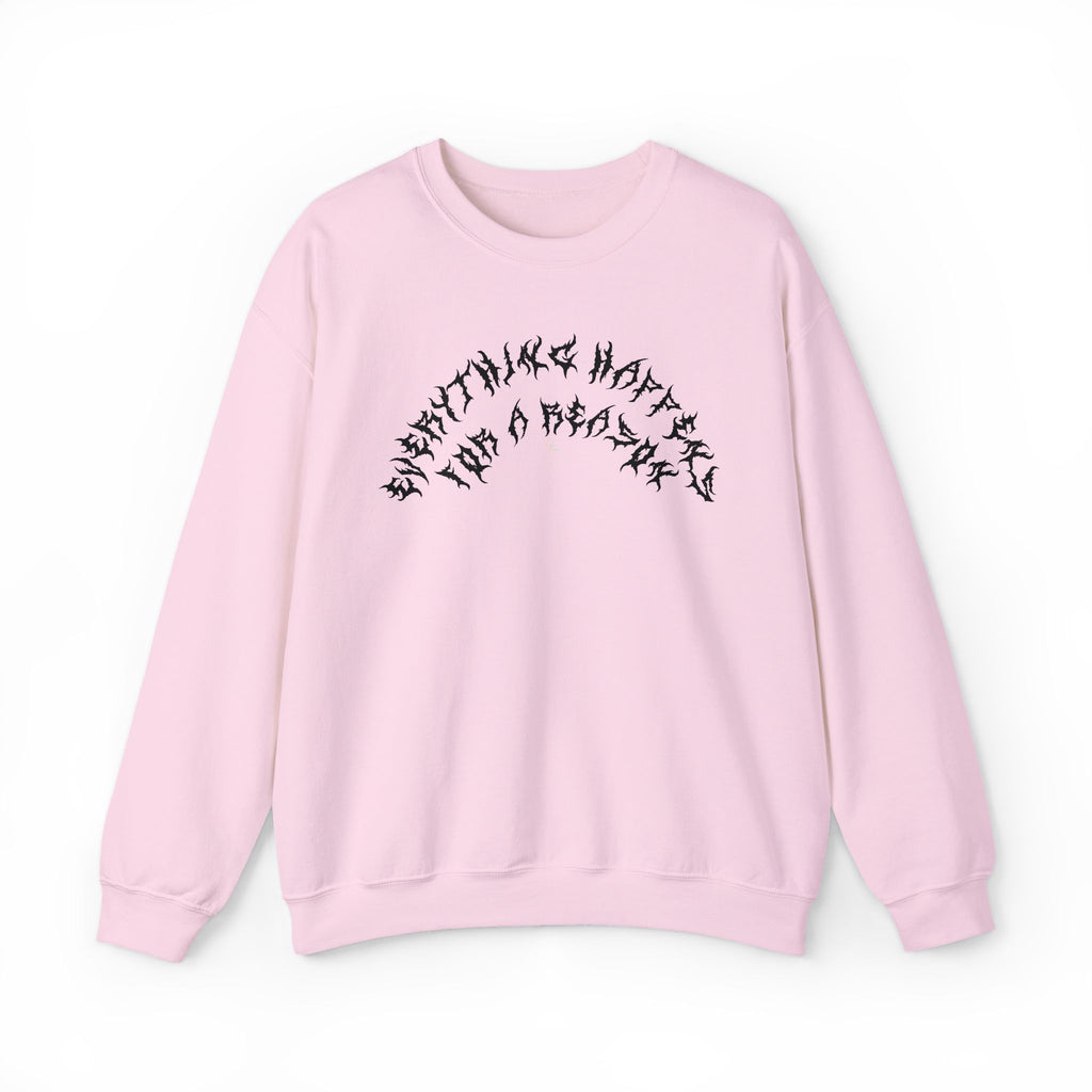 Lundr Everything Happens Black Text Crewneck