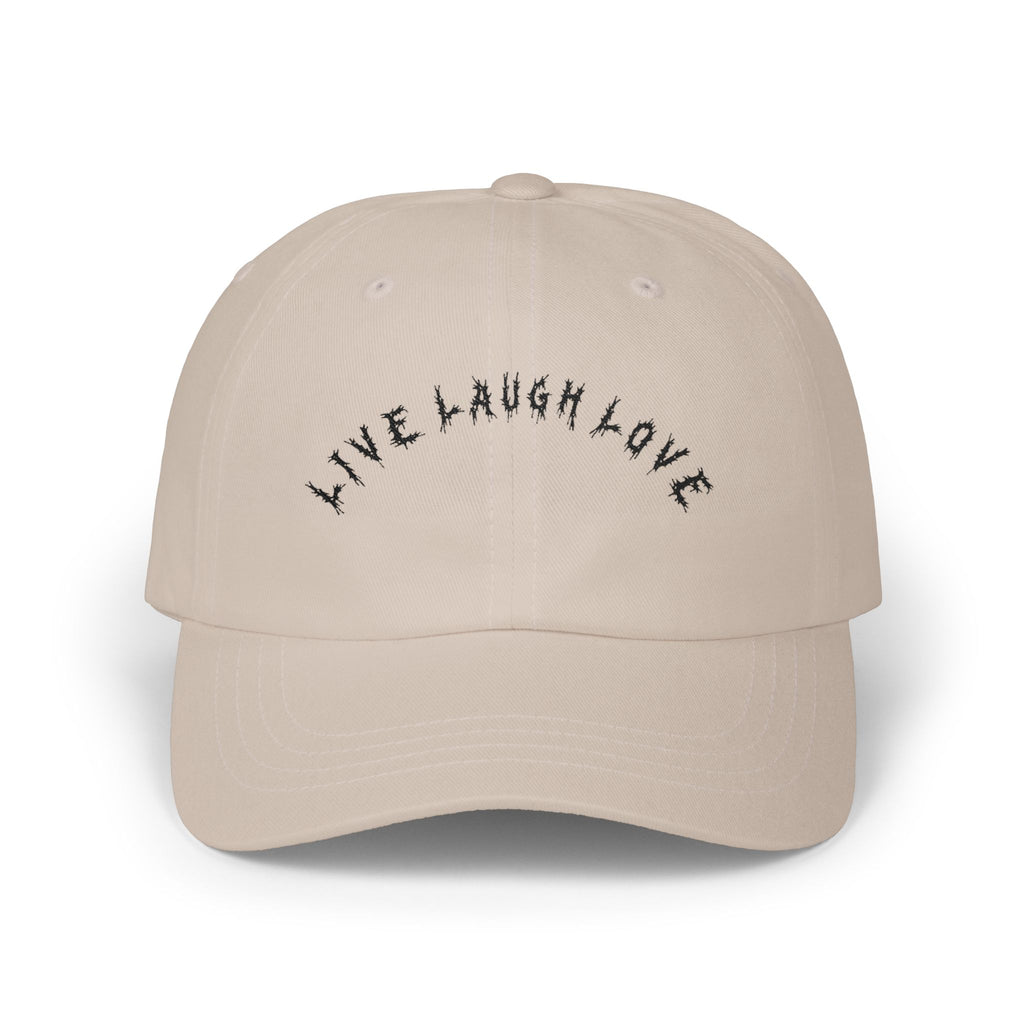 Hvita Live Laugh Love Black Text Dad Hat