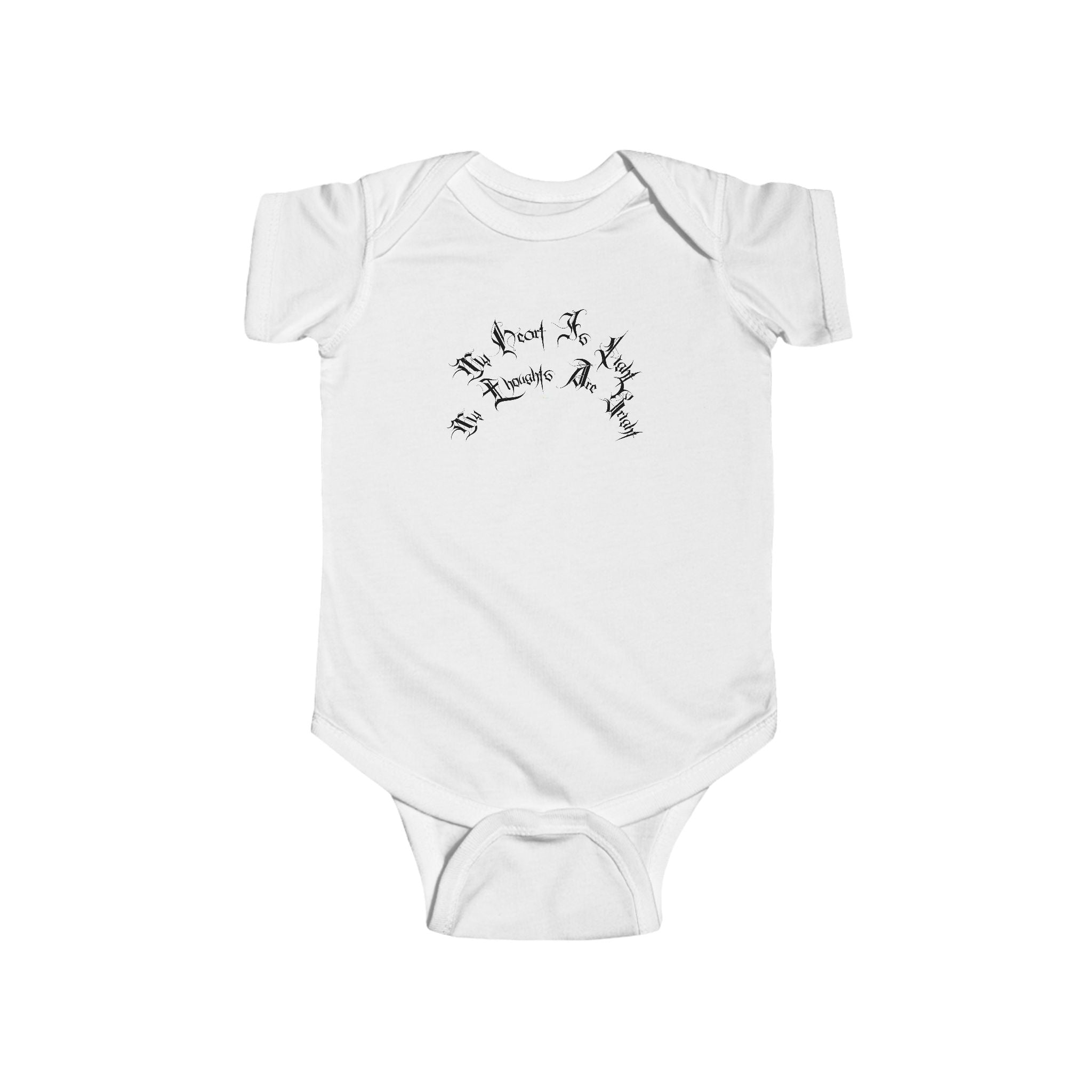 Ellioaey My Heart Is Light Black Text Baby Onesie