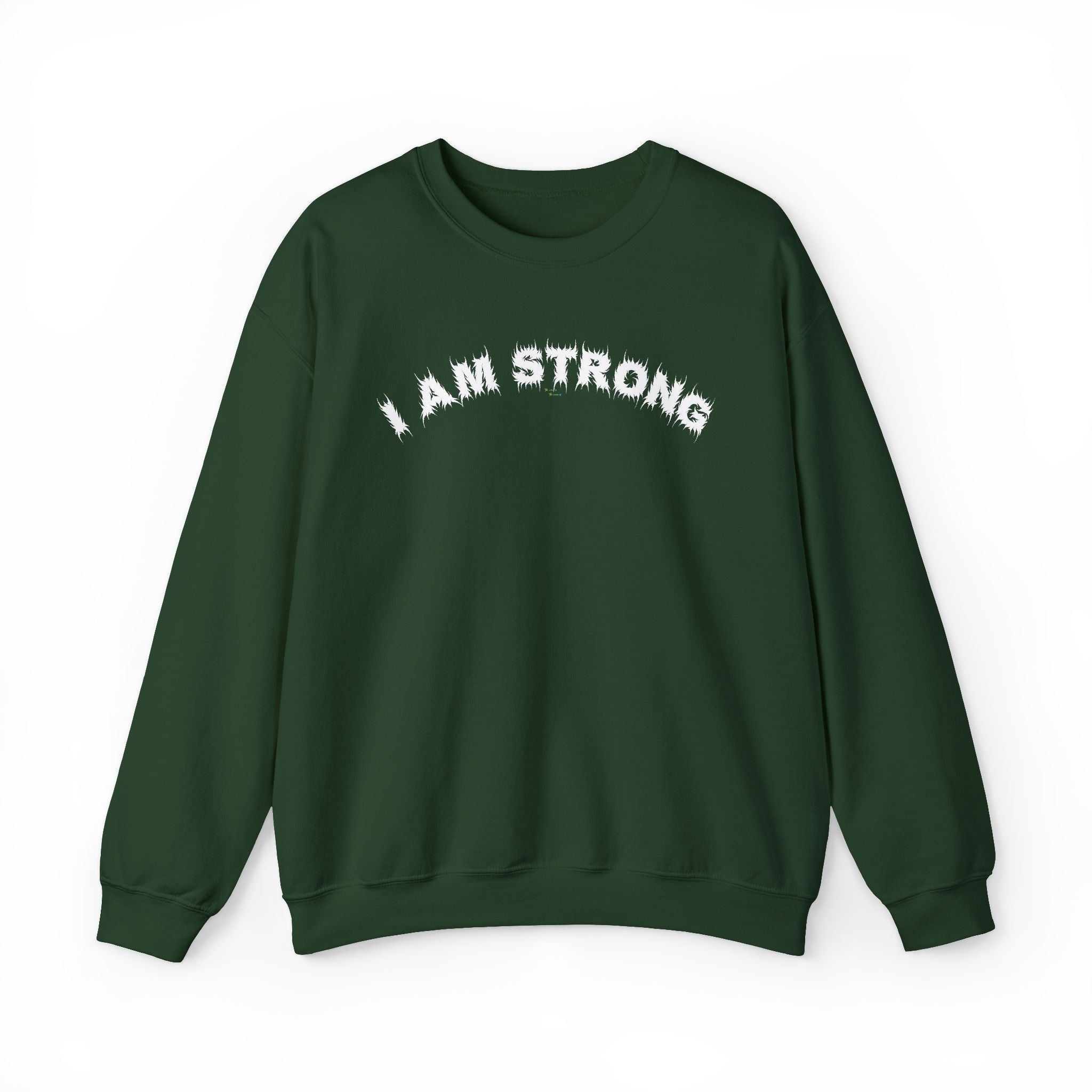 Bildsa I Am Strong White Text Crewneck