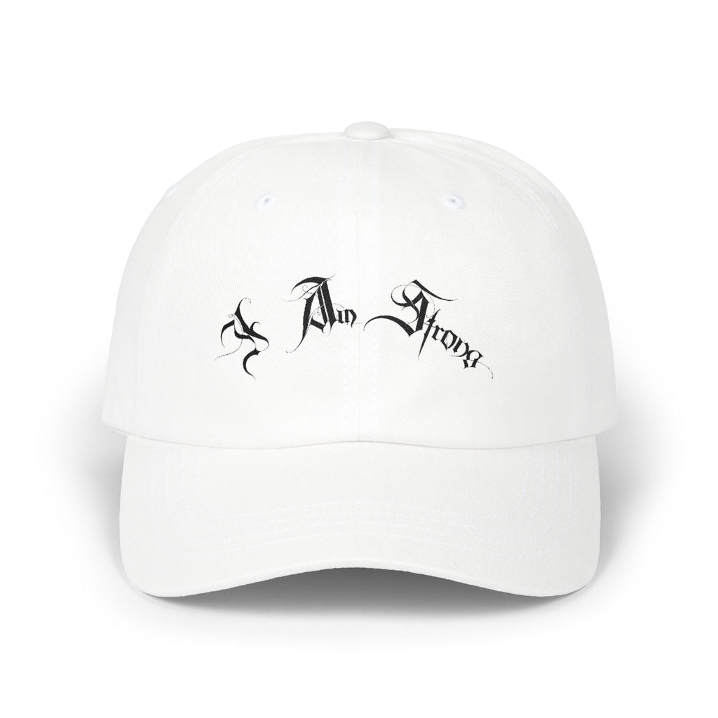 Ellioaey I Am Strong Black Text Dad Hat