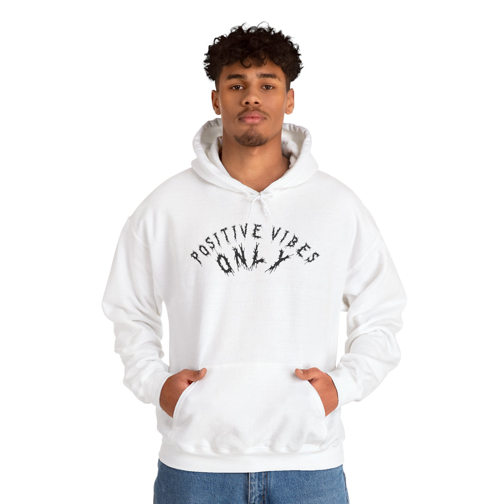 Hvita Positive Vibes Black Text Hoodie