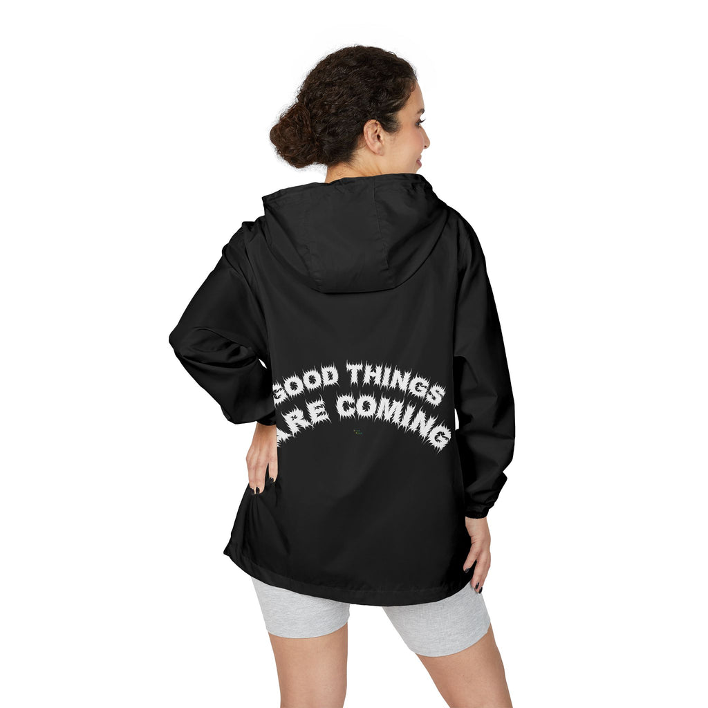 Bildsa Good Things Are Coming White Text Windbreaker