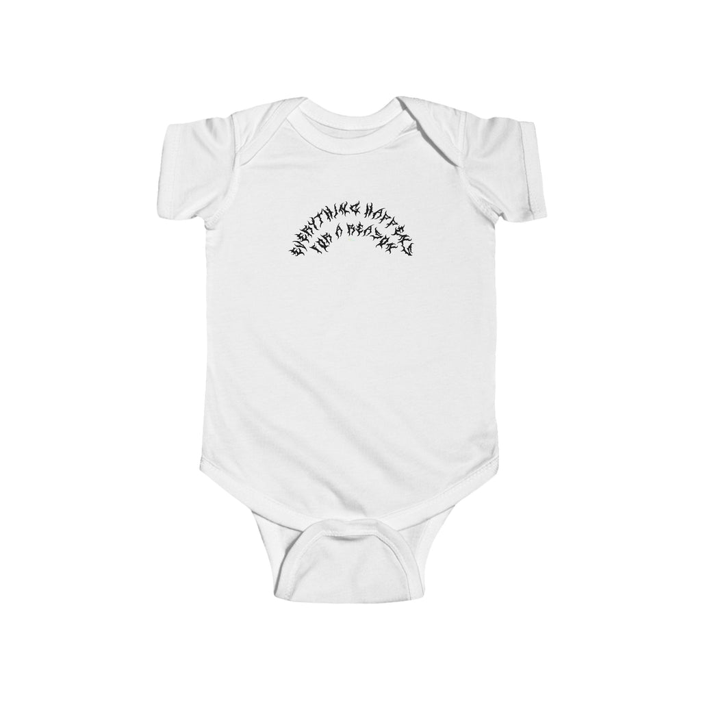 Lundr Everything Happens Black Text Baby Onesie