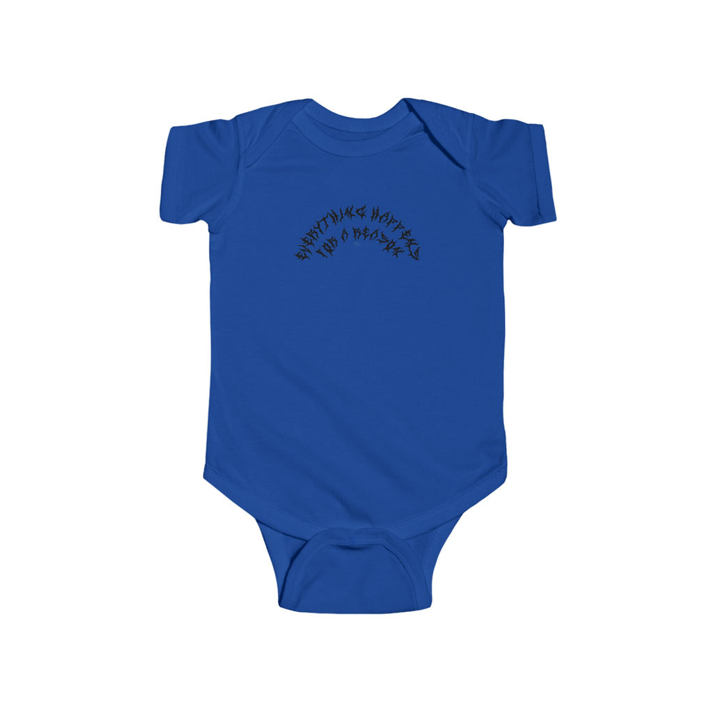 Lundr Everything Happens Black Text Baby Onesie