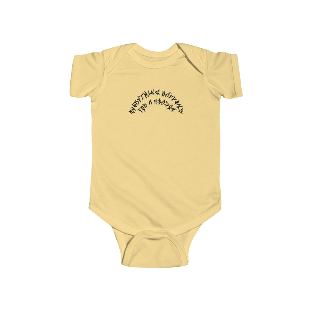 Lundr Everything Happens Black Text Baby Onesie