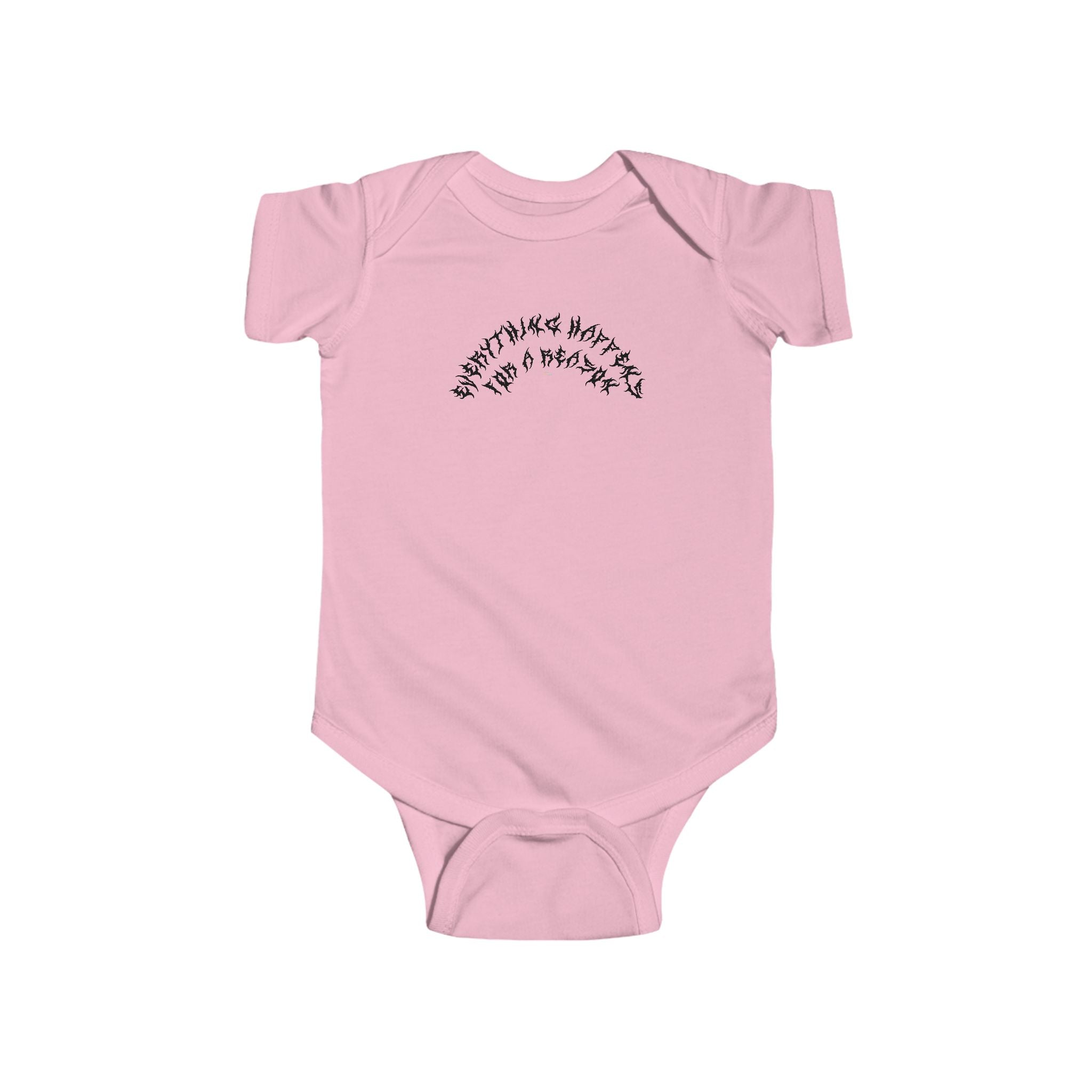 Lundr Everything Happens Black Text Baby Onesie