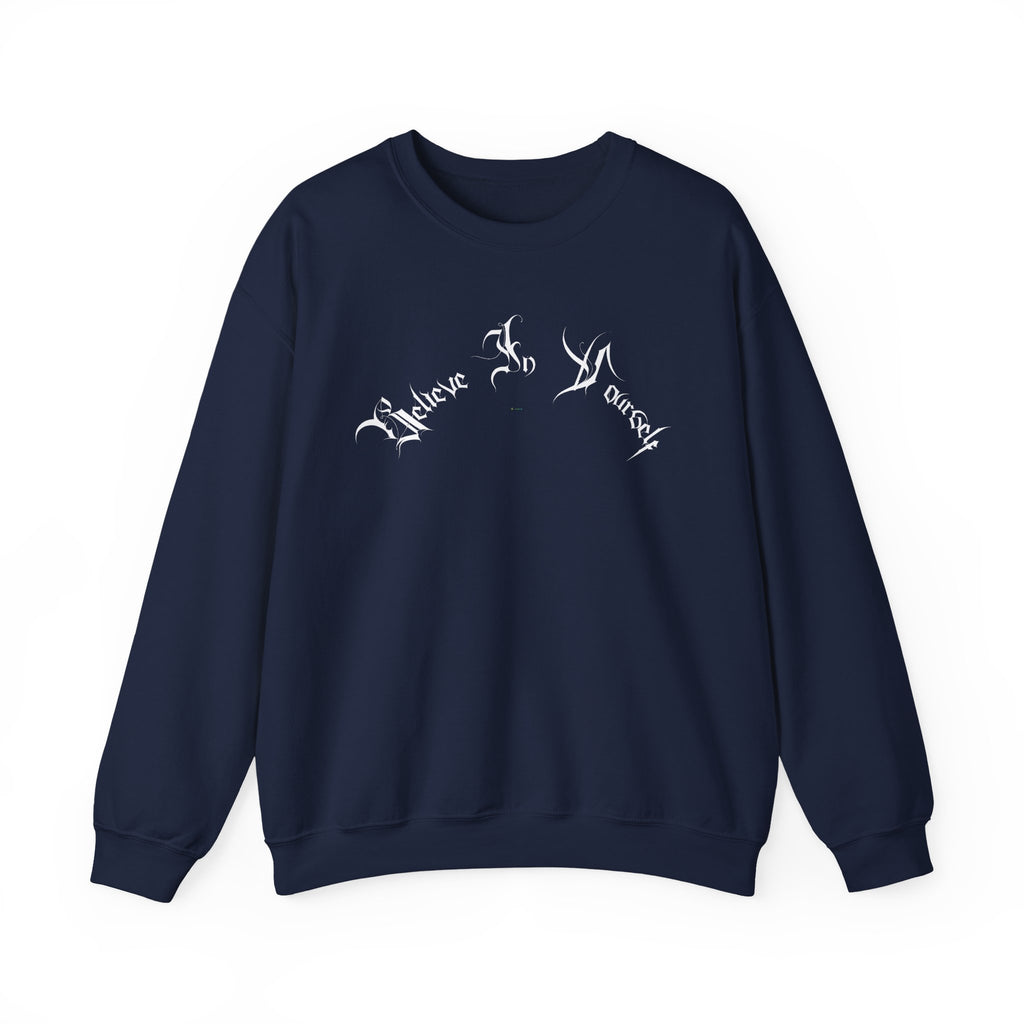 Ellioaey Believe In Yourself White Text Crewneck