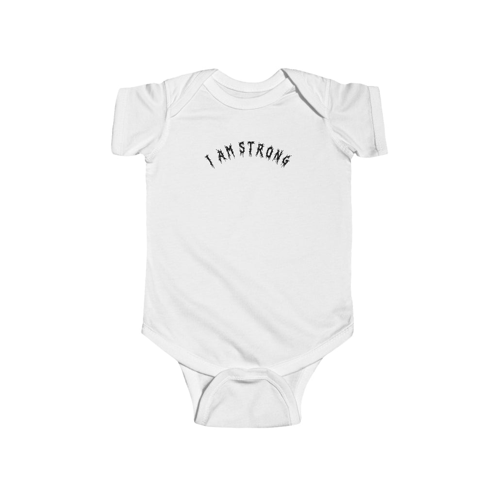 Hvita I Am Strong Black Text Baby Onesie