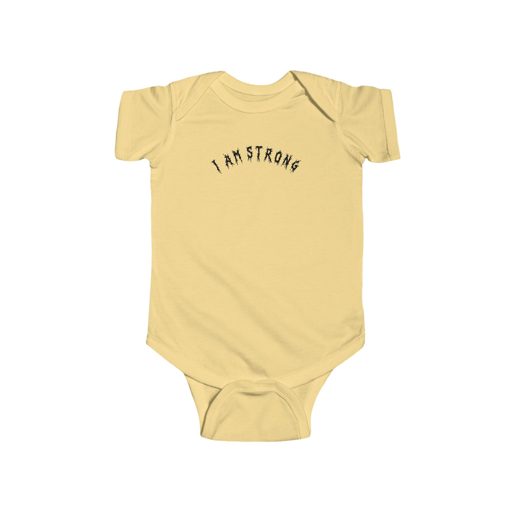 Hvita I Am Strong Black Text Baby Onesie