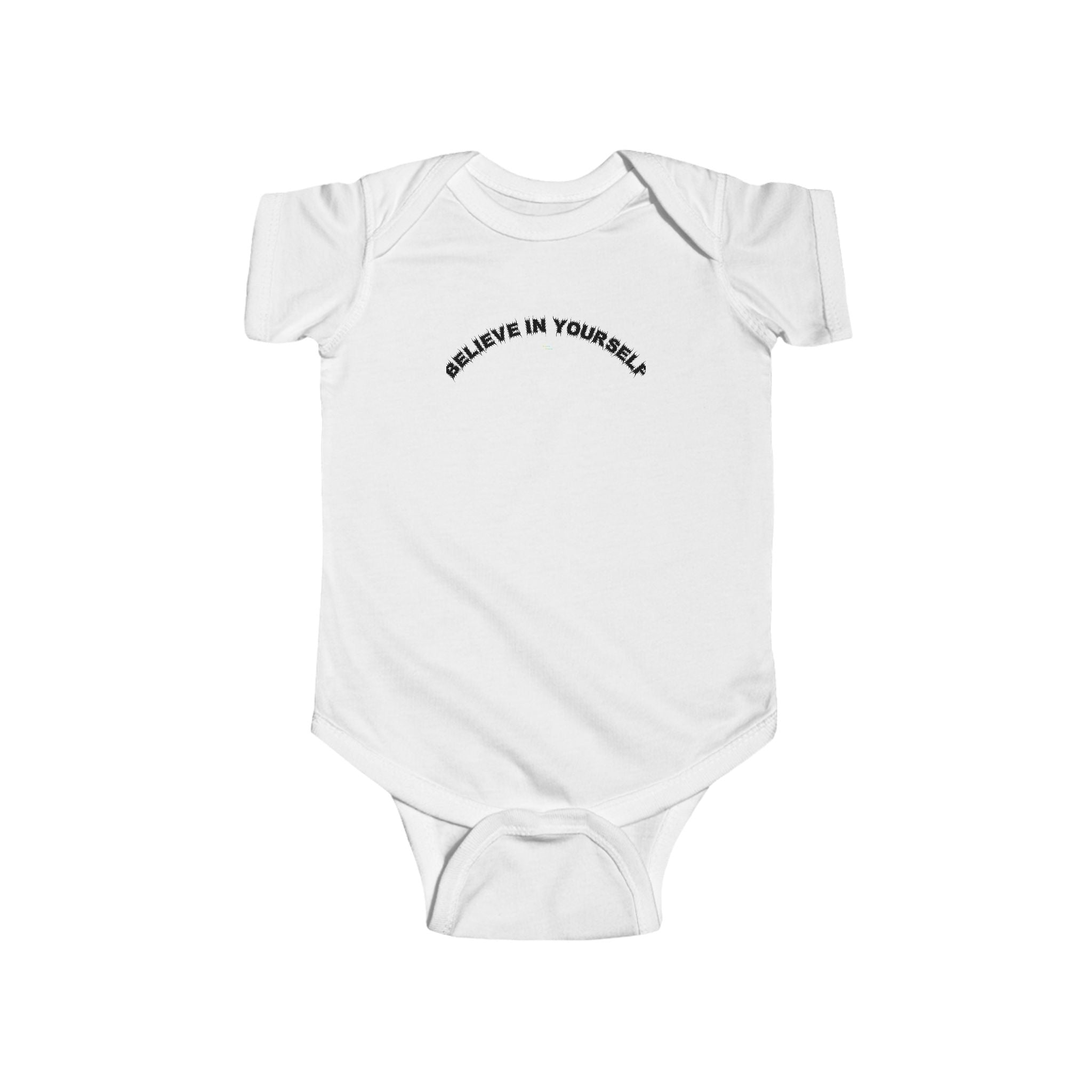 Bildsa Believe In Yourself Black Text Baby Onesie