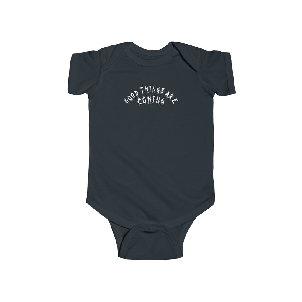 Hvita Good Things Are Coming White Text Baby Onesie