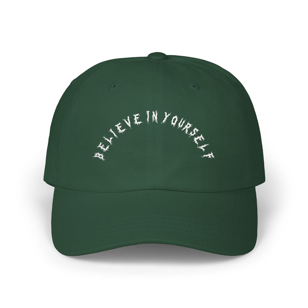 Hvita Believe In Yourself White Text Dad Hat
