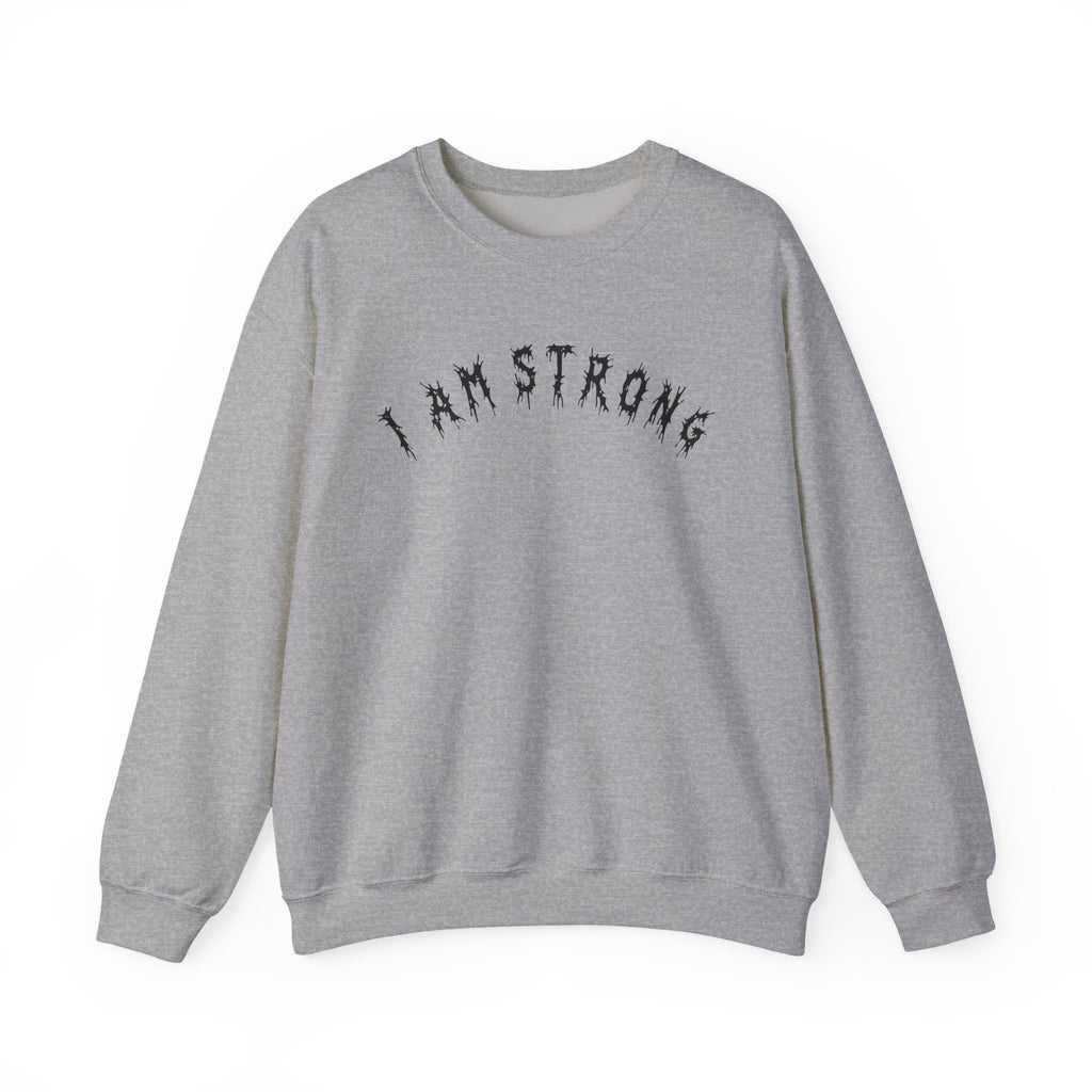 Hvita I Am Strong Black Text Crewneck