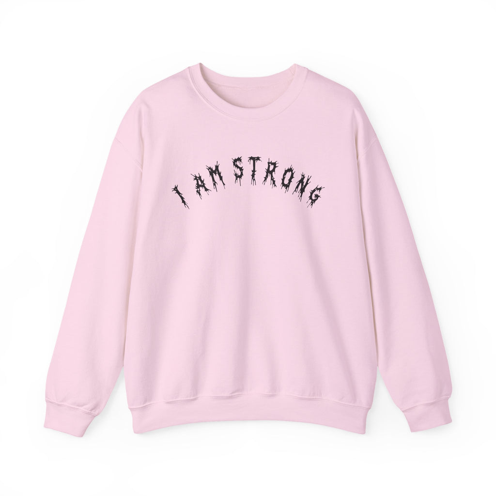 Hvita I Am Strong Black Text Crewneck