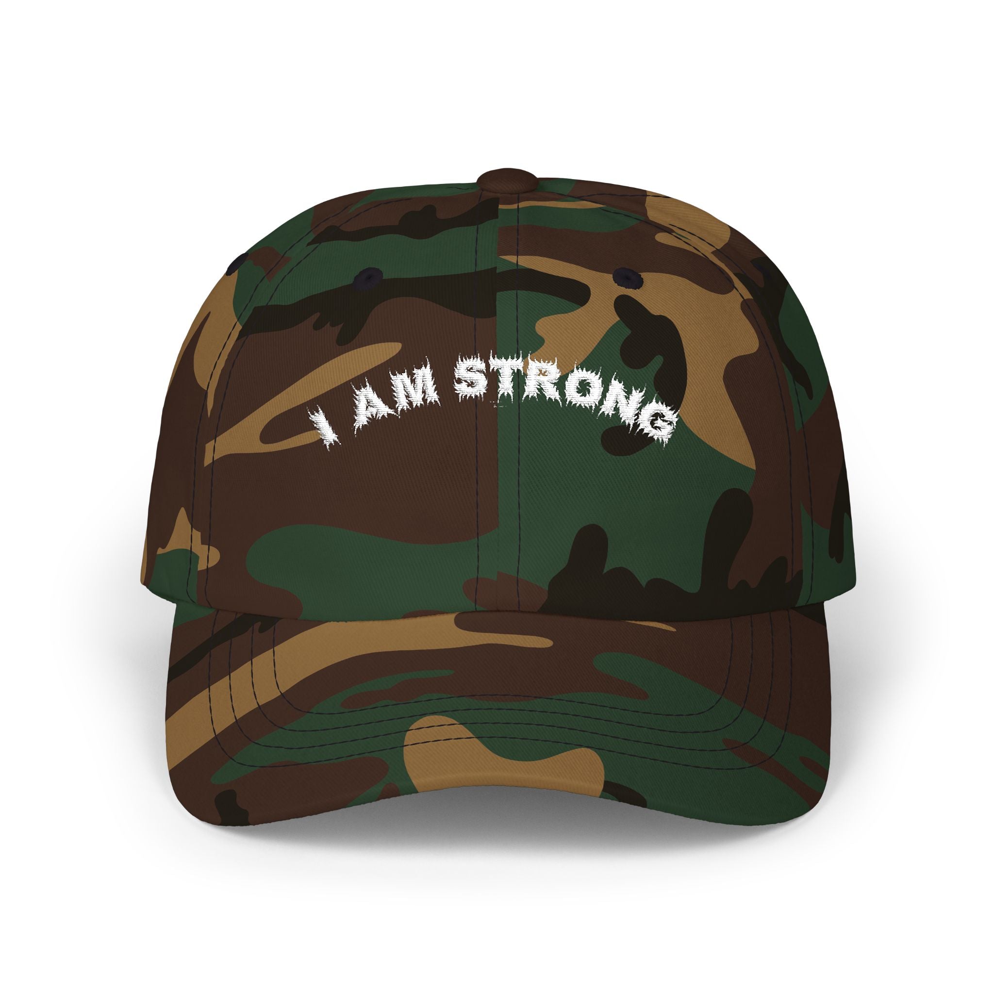 Bildsa I Am Strong White Text Dad Hat