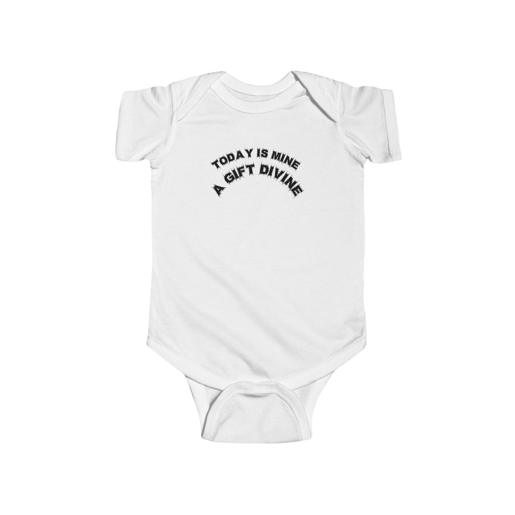 Bildsa A Gift Divine Black Text Baby Onesie