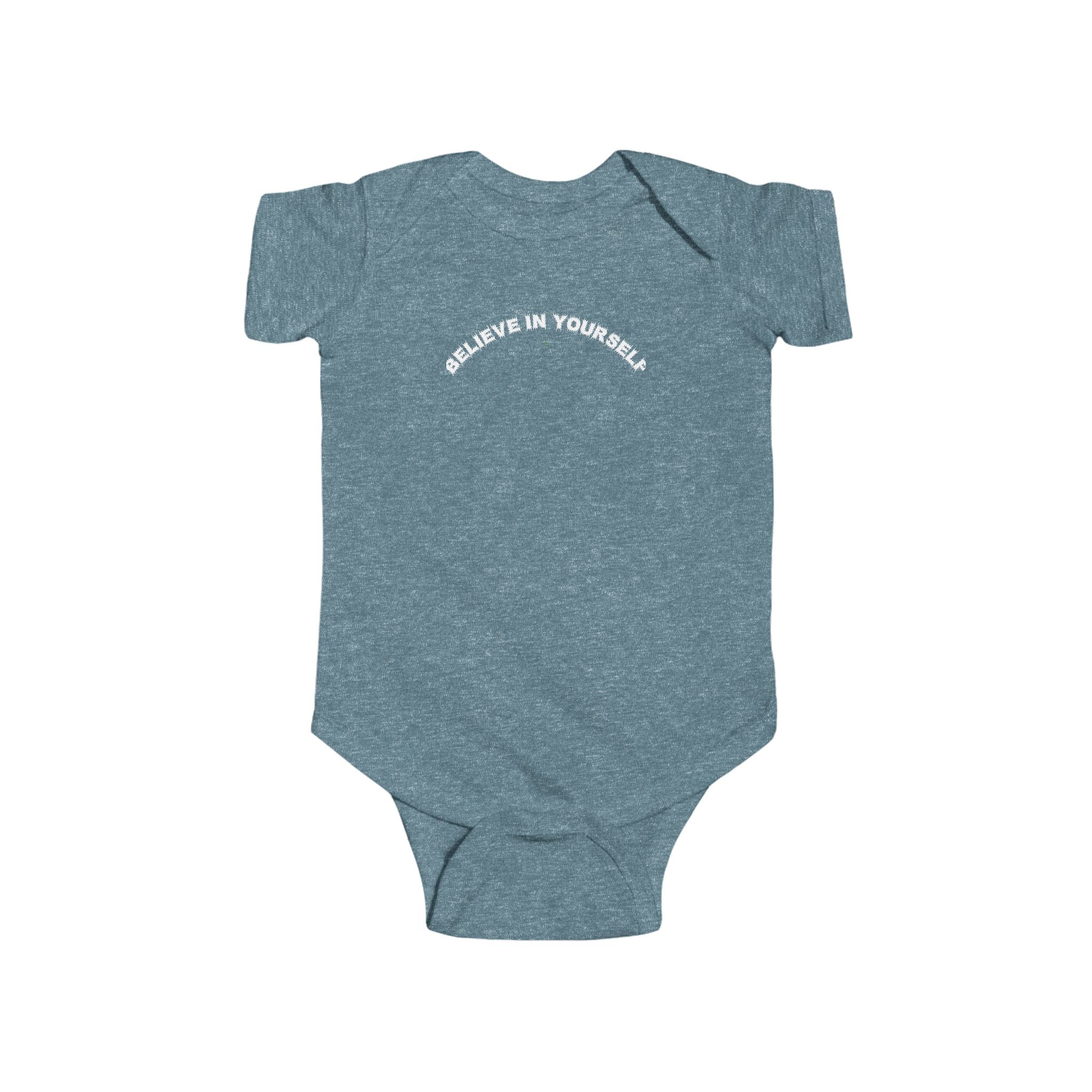 Bildsa Believe In Yourself White Text Baby Onesie
