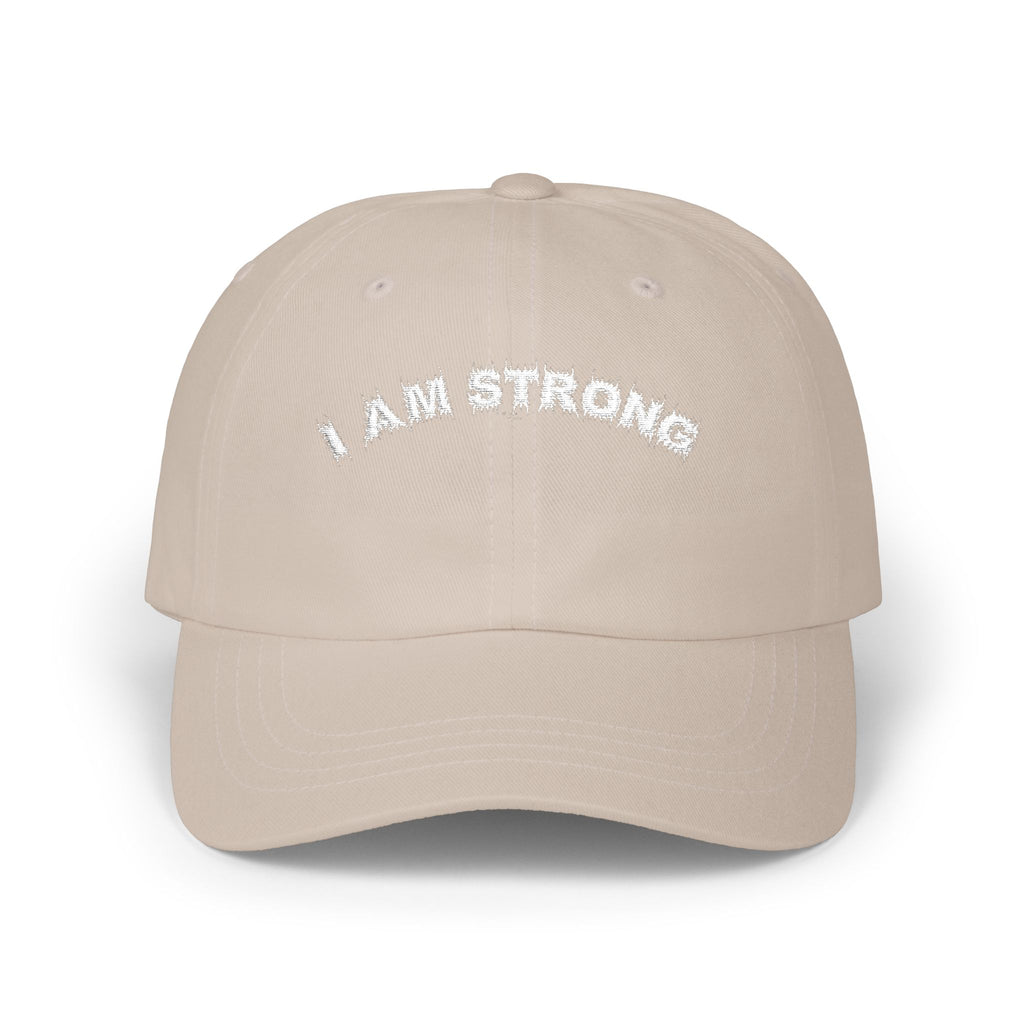 Bildsa I Am Strong White Text Dad Hat