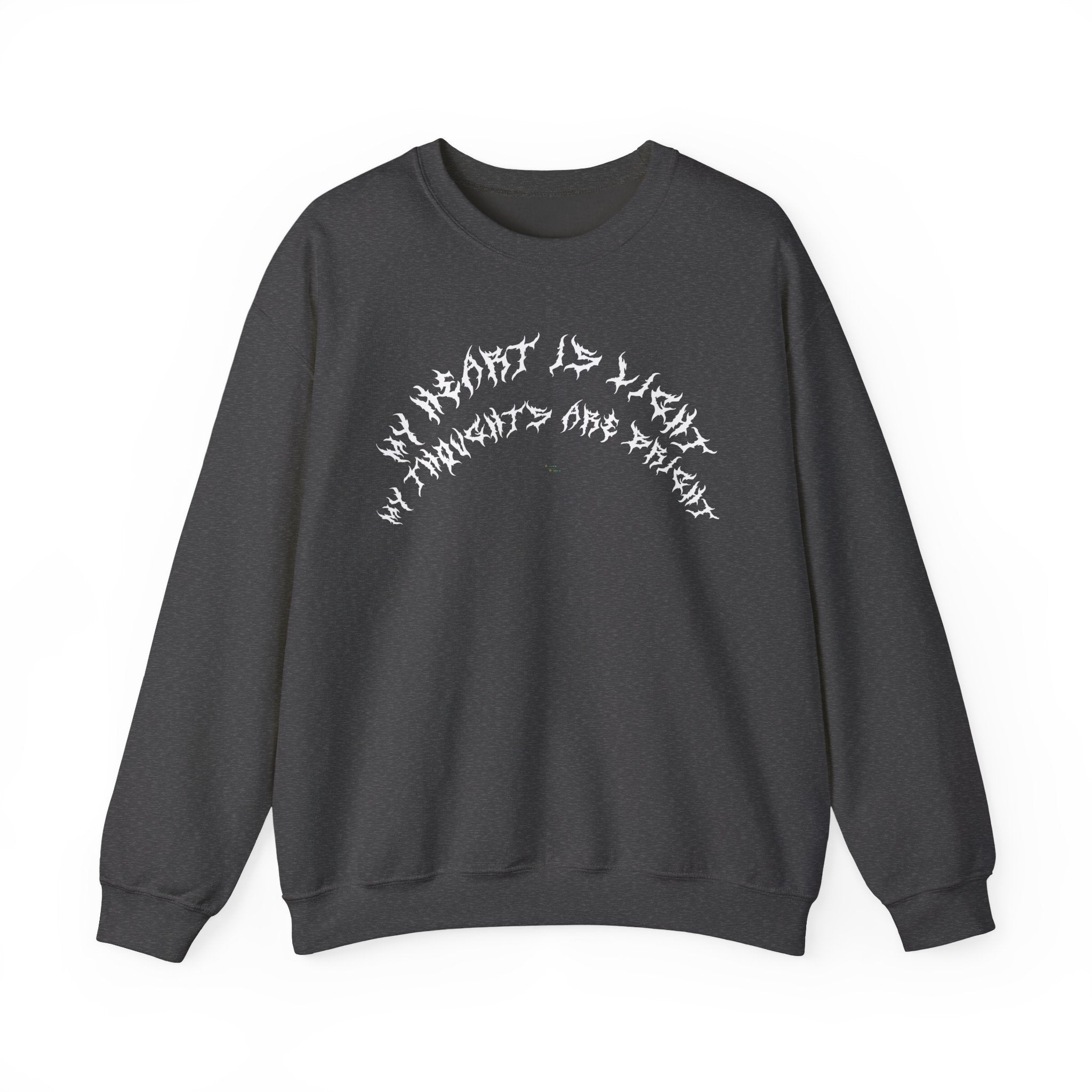 Lundr My Heart Is Light White Text Crewneck