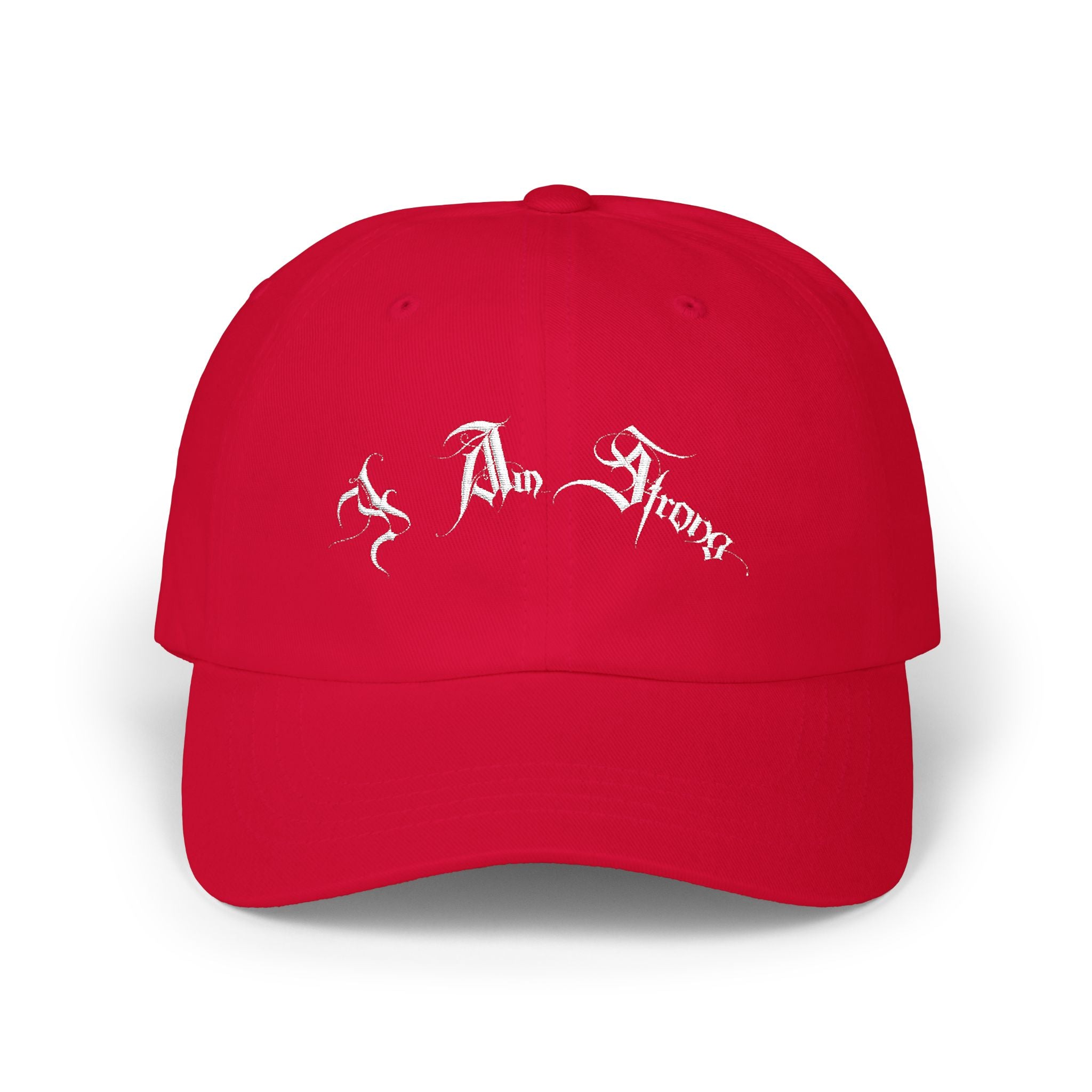 Ellioaey I Am Strong White Text Dad Hat