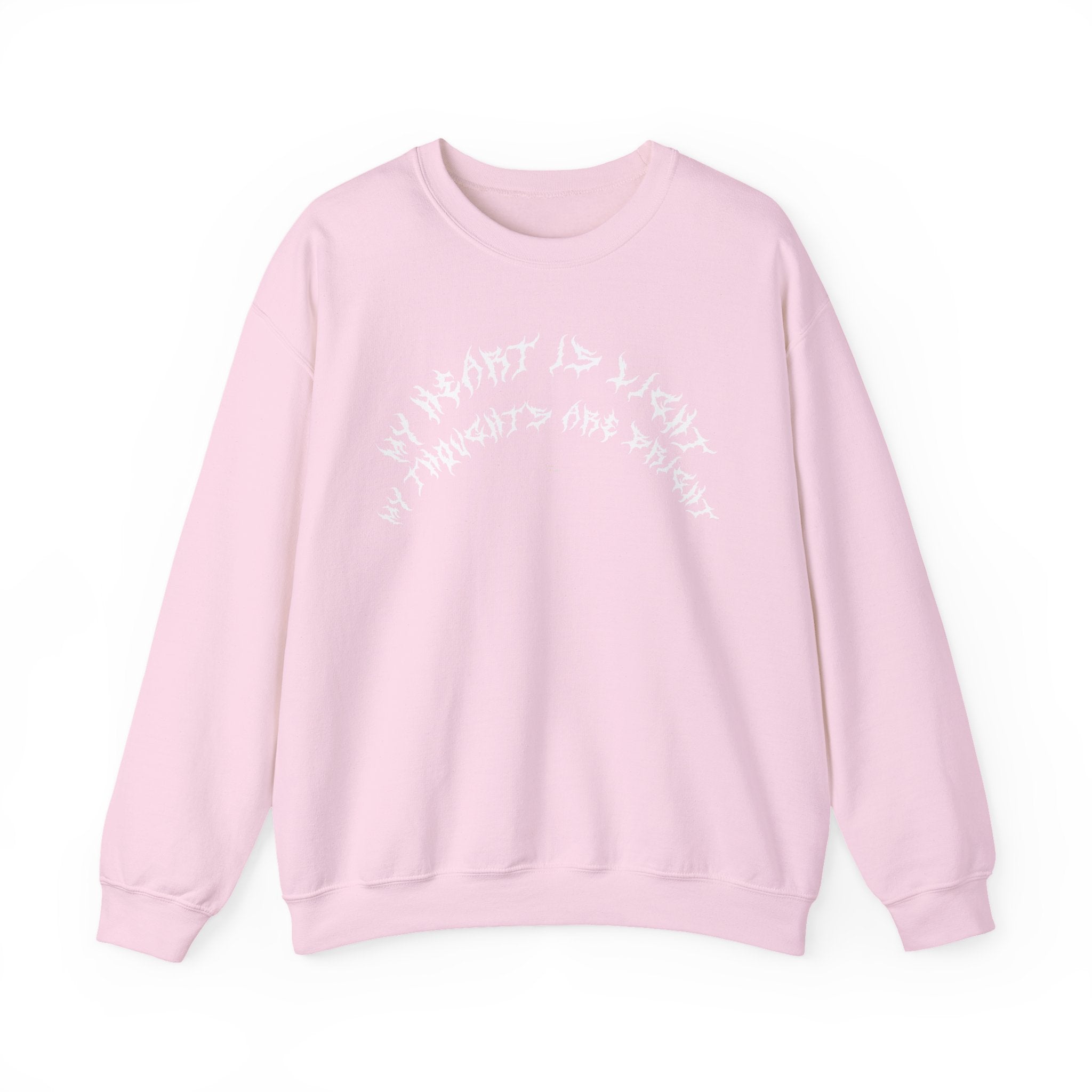 Lundr My Heart Is Light White Text Crewneck