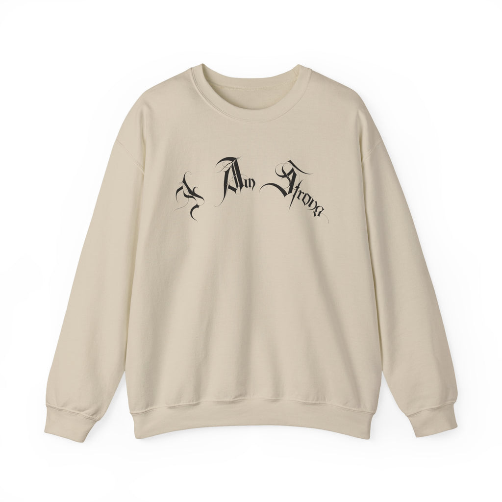 Ellioaey I Am Strong Black Text Crewneck