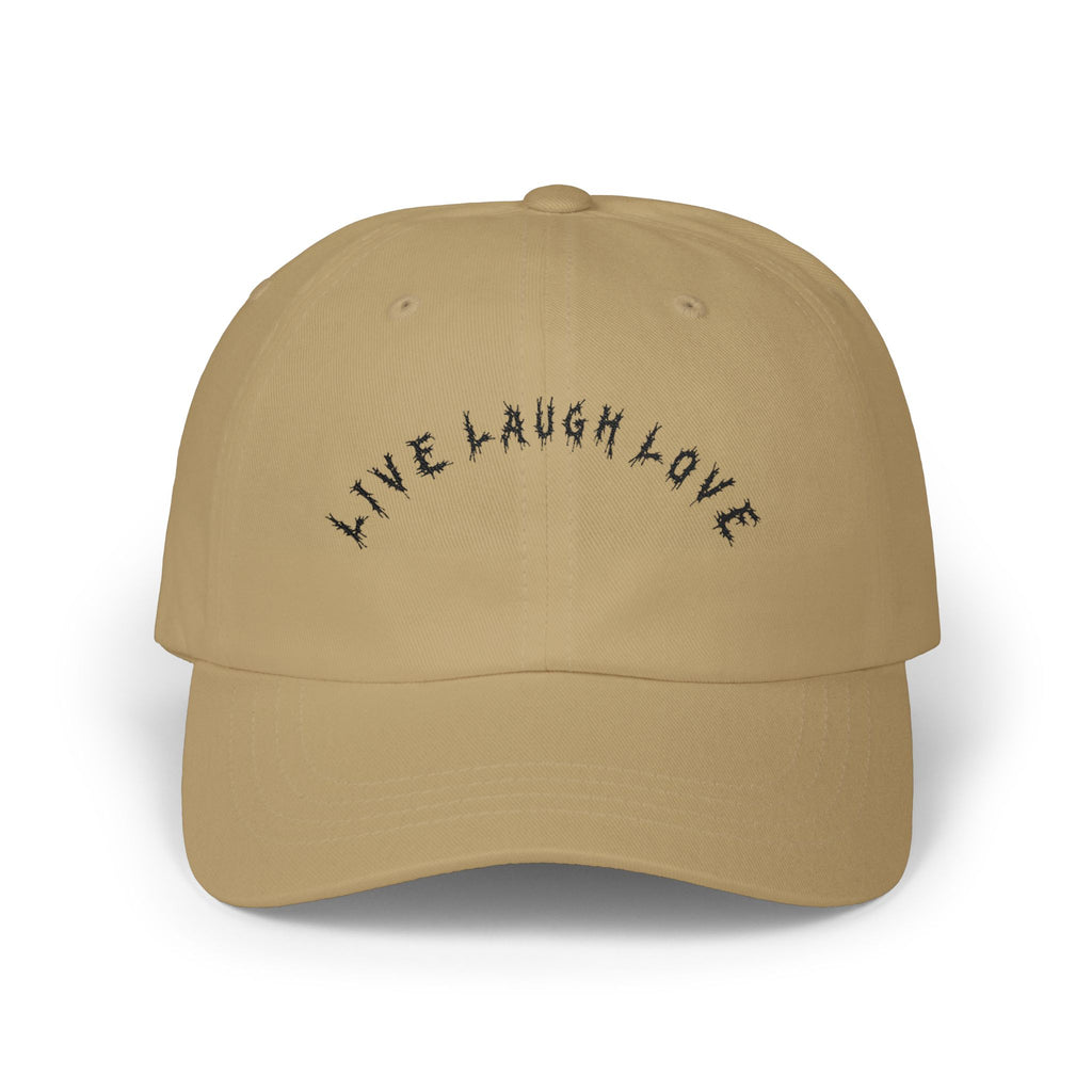 Hvita Live Laugh Love Black Text Dad Hat