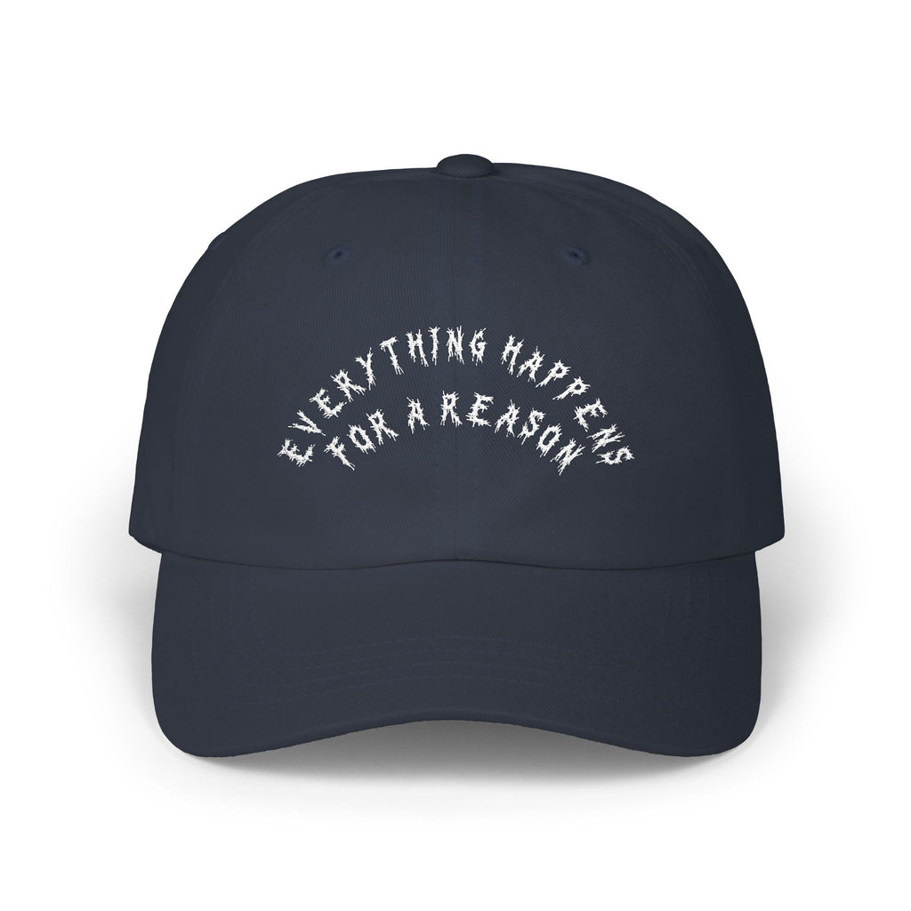 Hvita Everything Happens White Text Dad Hat