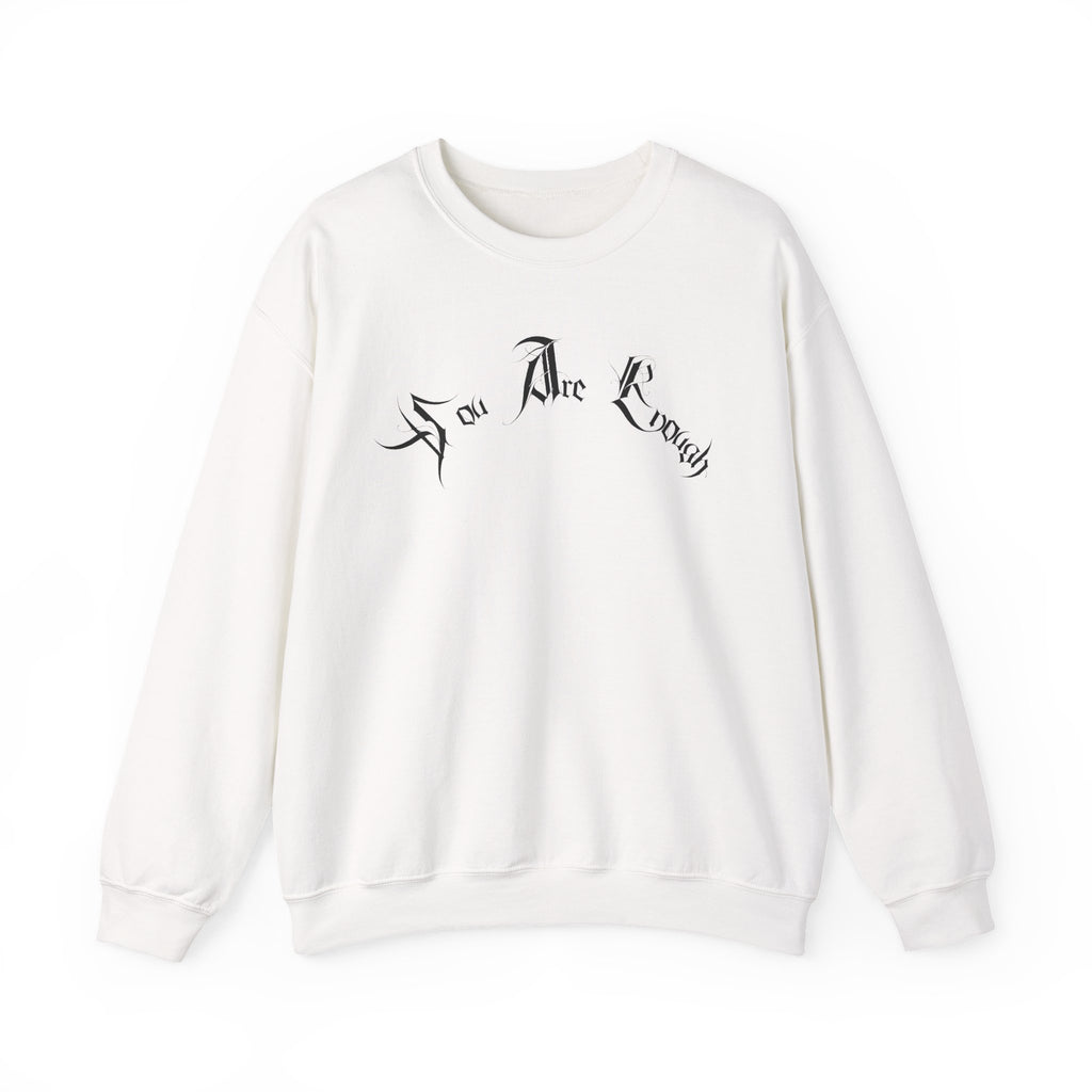 Ellioaey You Are Enough Black Text Crewneck